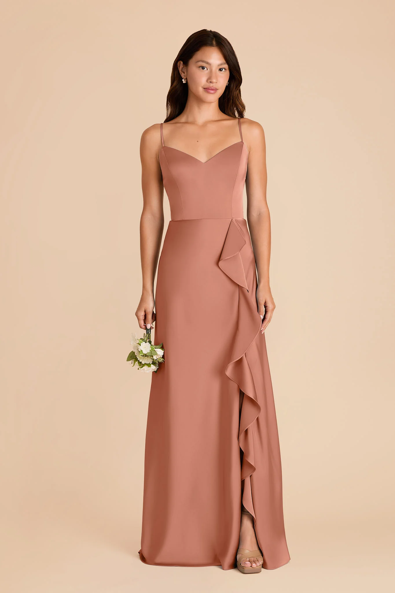 Theresa Matte Satin Dress - Desert Rose