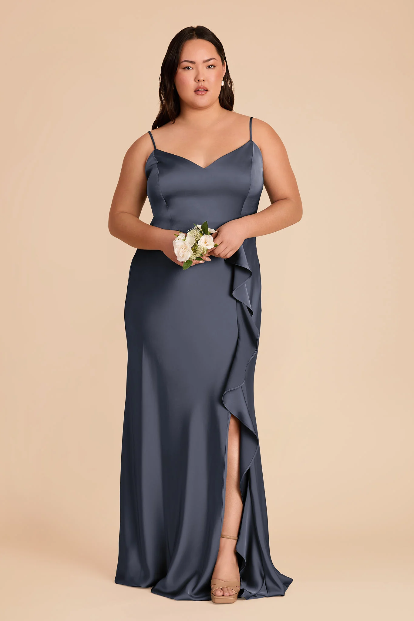 Theresa Matte Satin Dress - Dusk Blue - Image 6