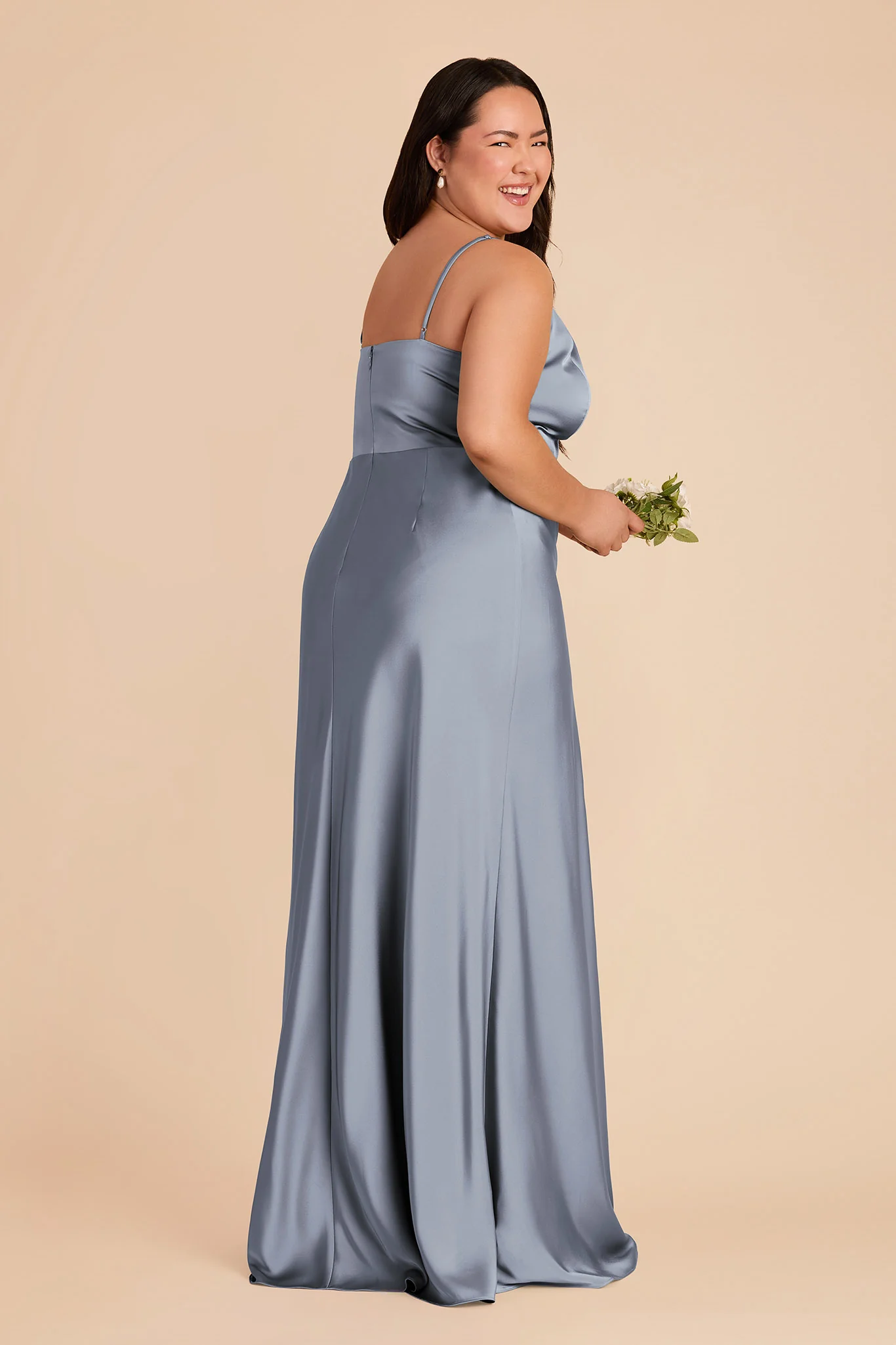 Theresa Matte Satin Dress - Dusty Blue - Image 7
