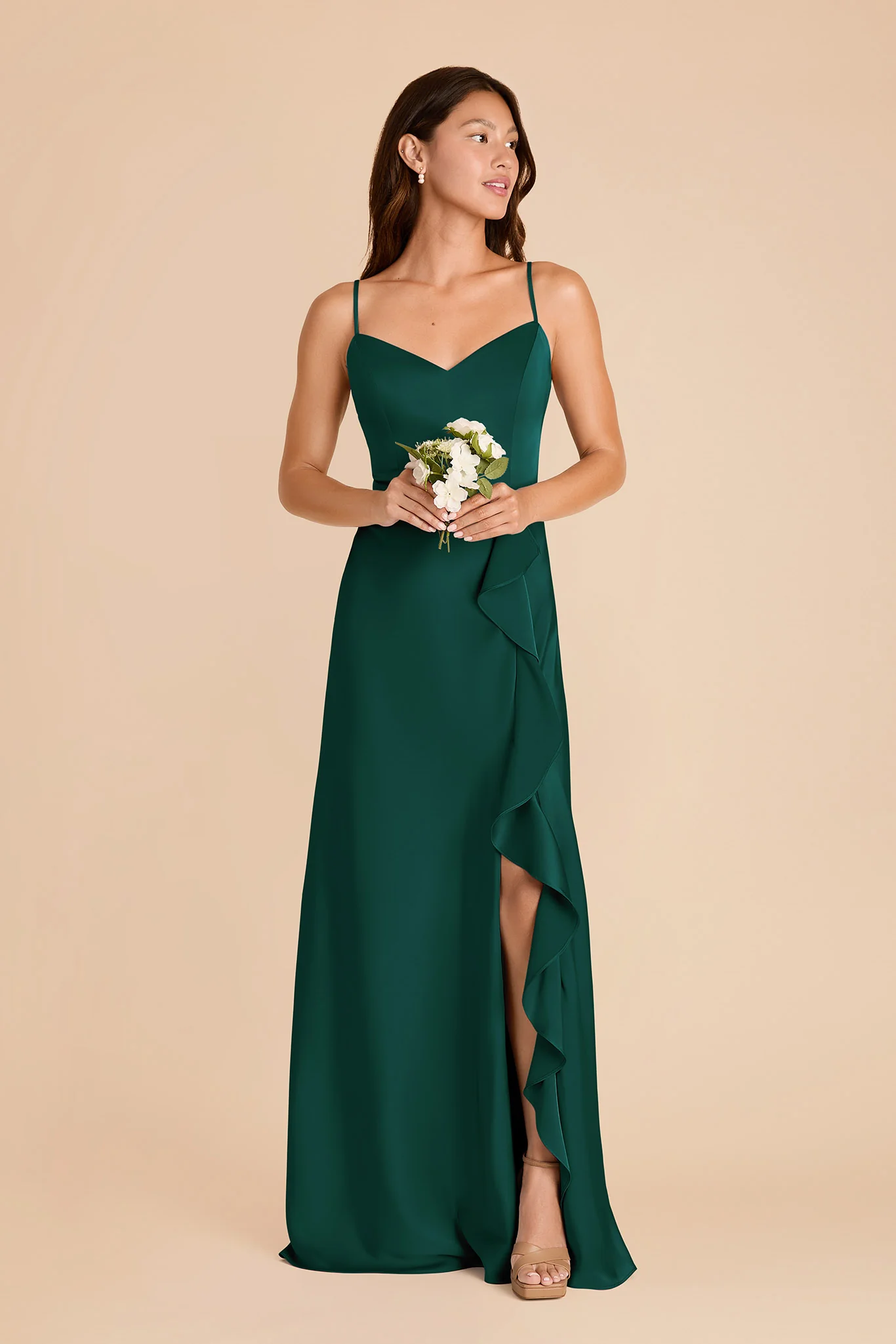 Theresa Matte Satin Dress - Emerald - Image 3