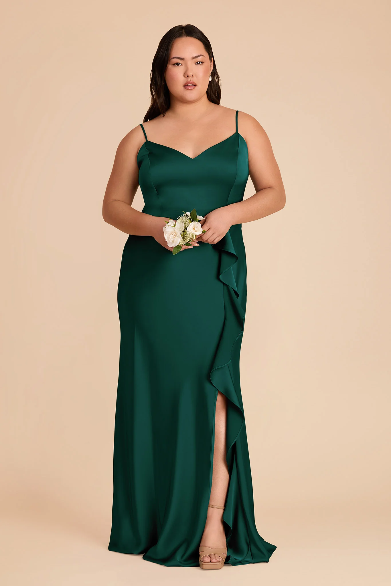 Theresa Matte Satin Dress - Emerald - Image 6