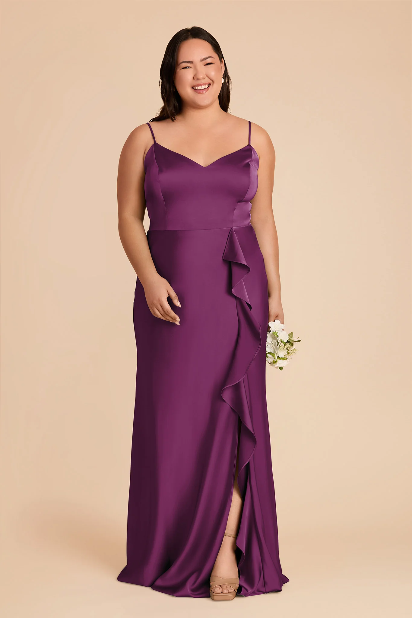 Theresa Matte Satin Dress - Fig - Image 2