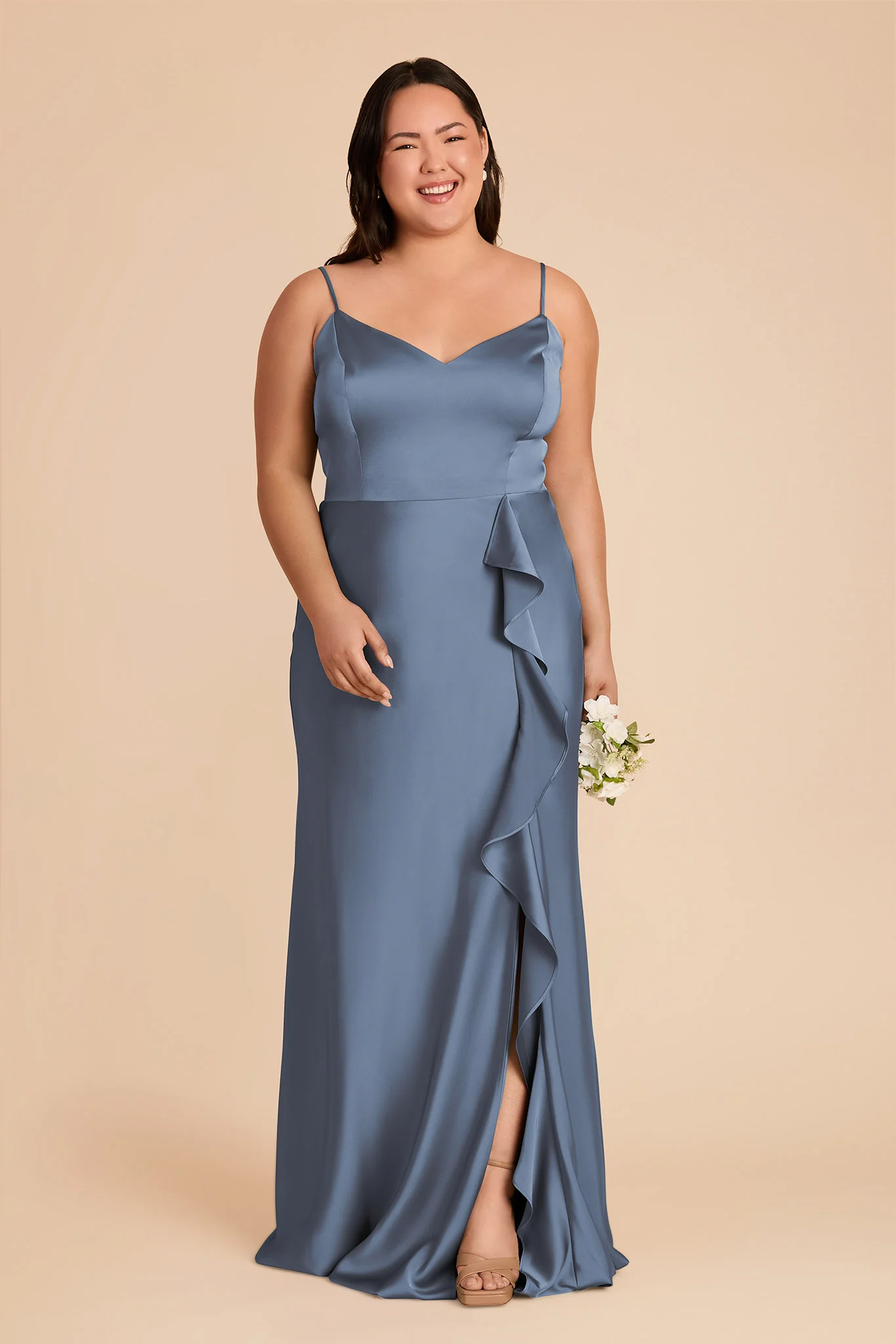 Theresa Matte Satin Dress - French Blue - Image 2