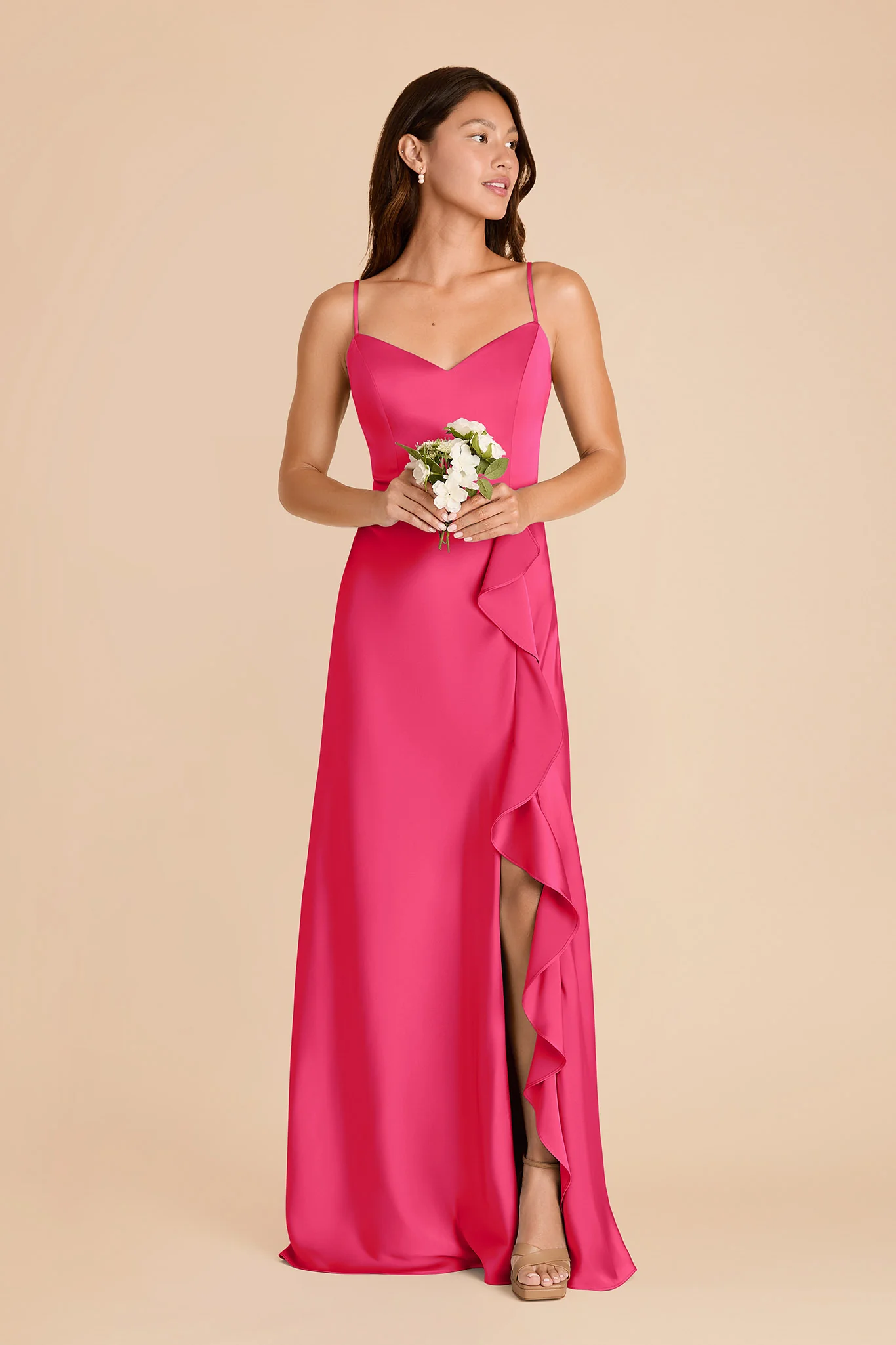 Theresa Matte Satin Dress - Fuchsia - Image 3