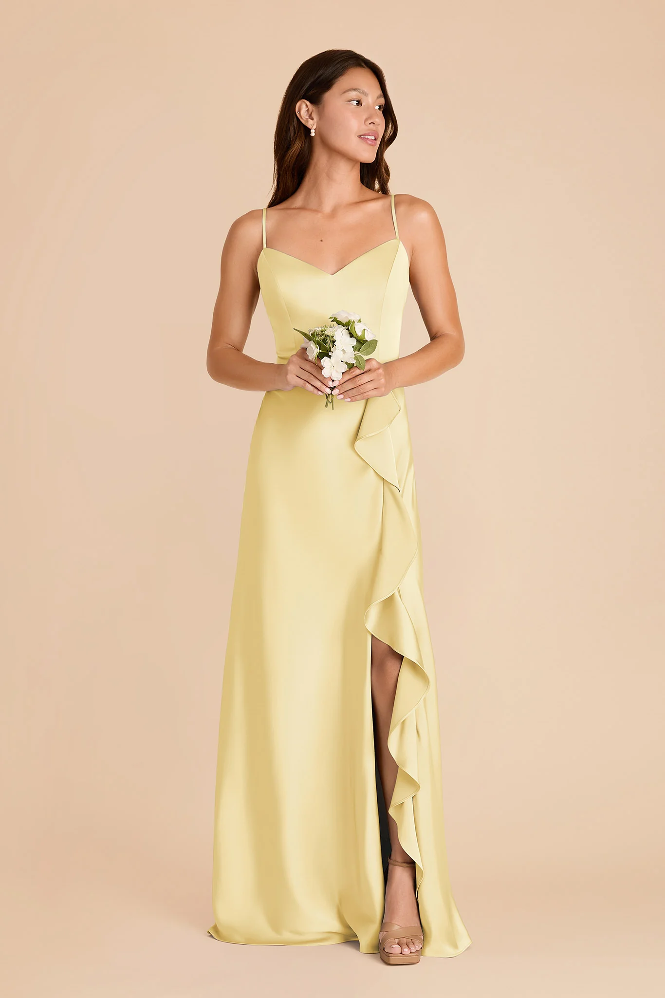 Theresa Matte Satin Dress - Lemon Sorbet - Image 3