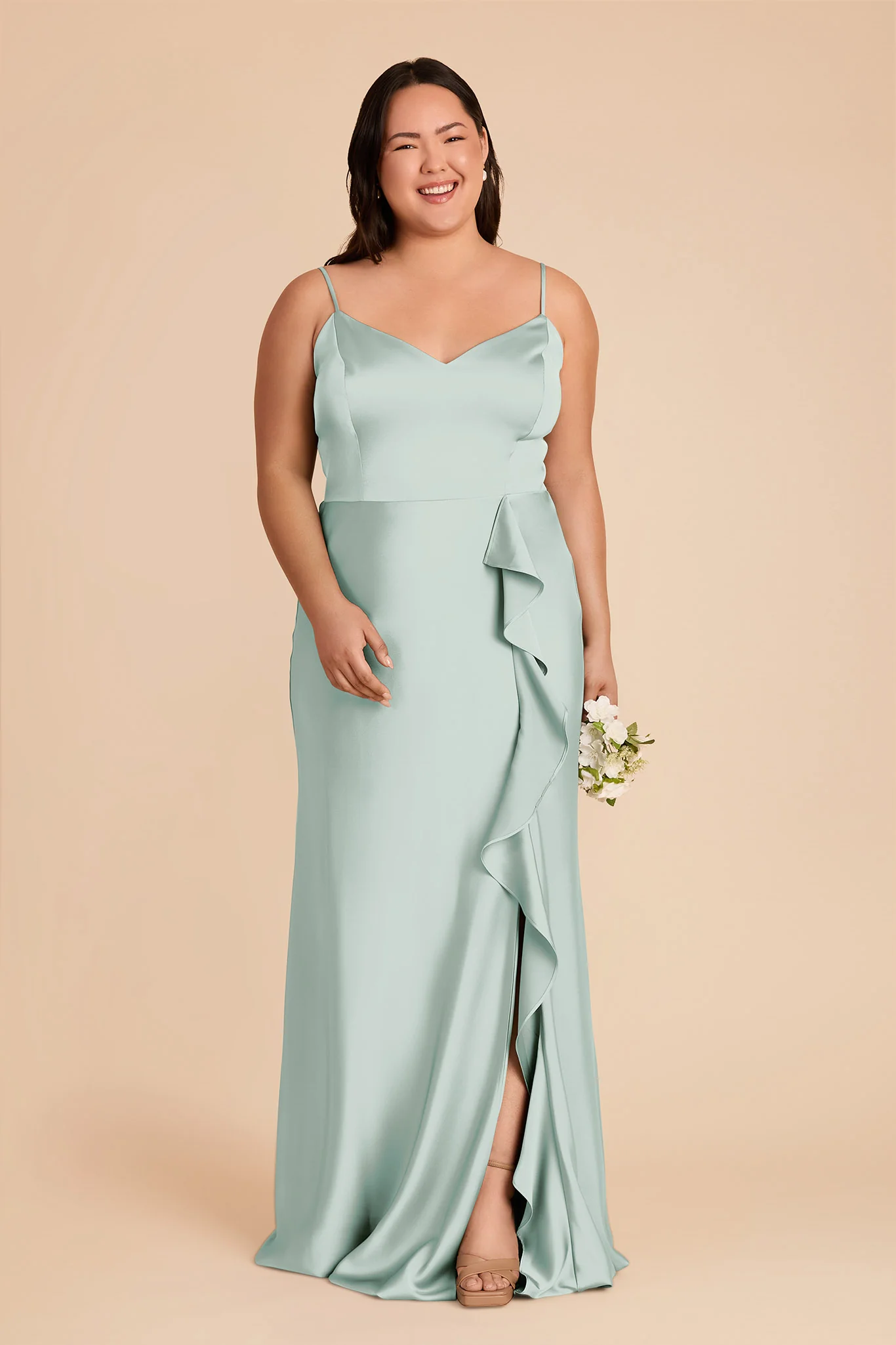 Theresa Matte Satin Dress - Mint - Image 6
