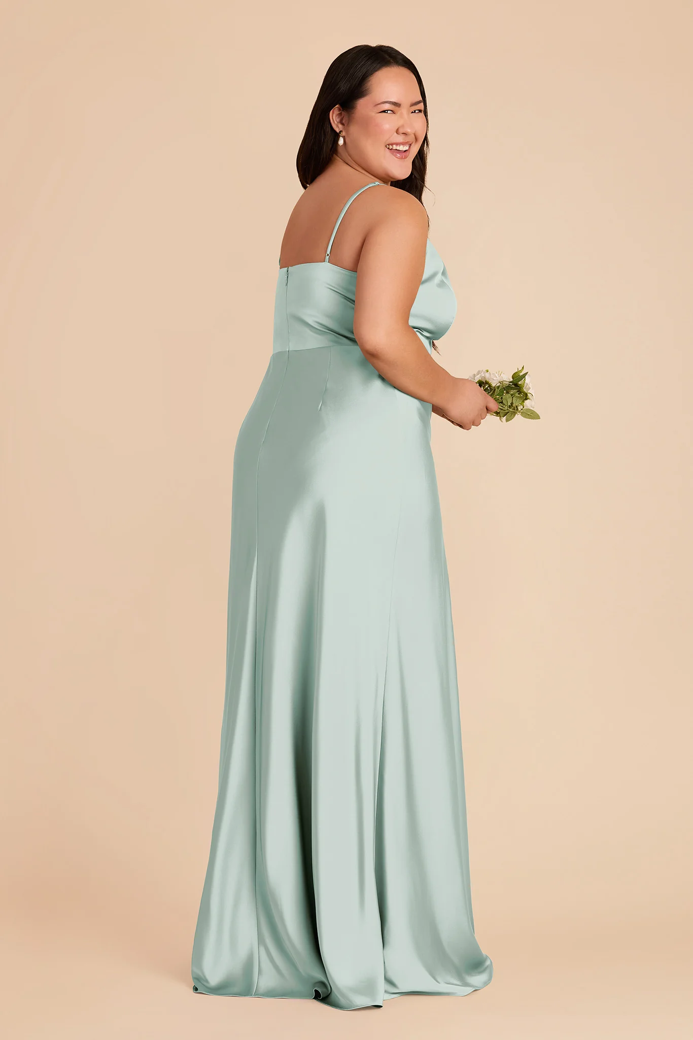 Theresa Matte Satin Dress - Mint - Image 7
