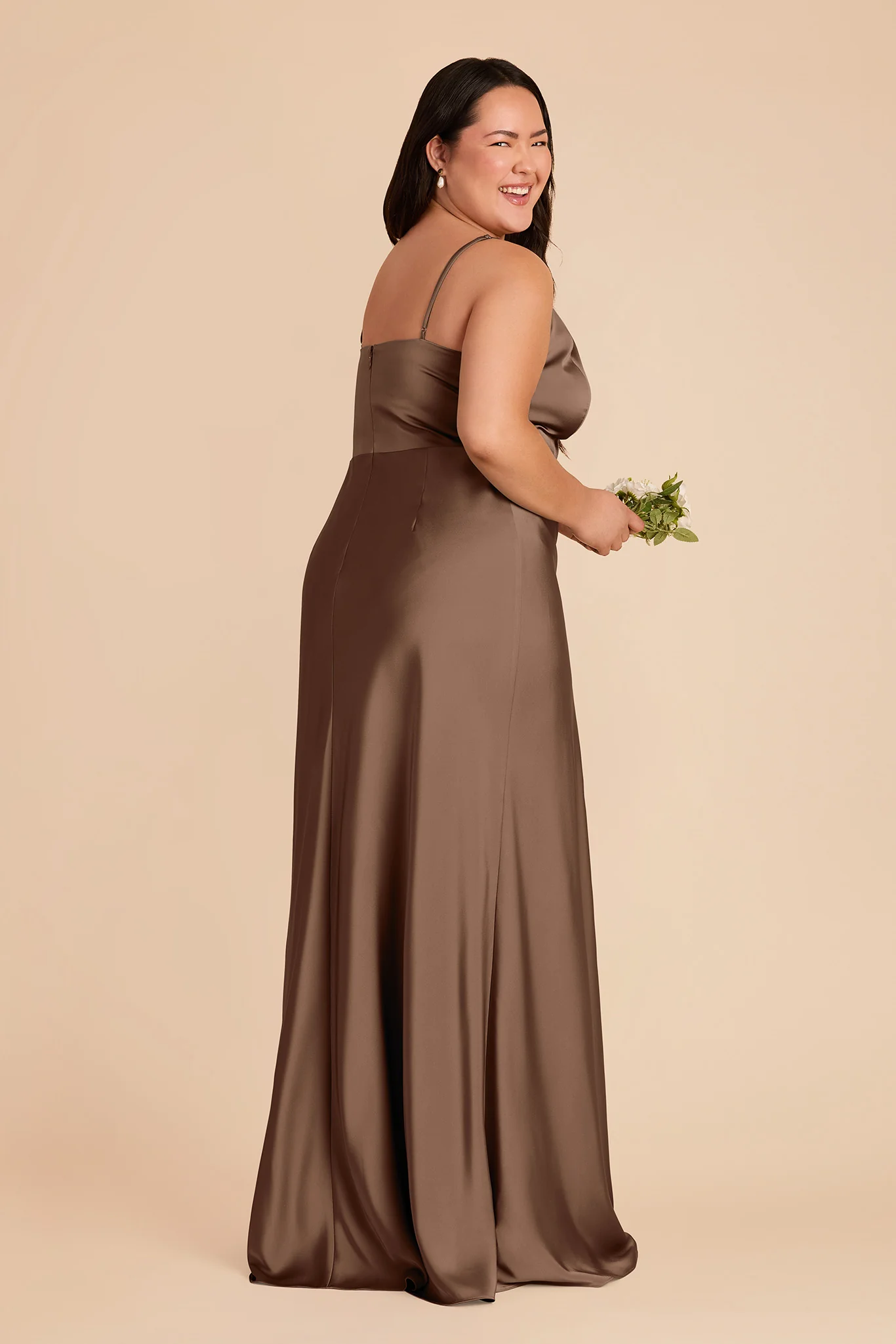 Theresa Matte Satin Dress - Mocha - Image 7