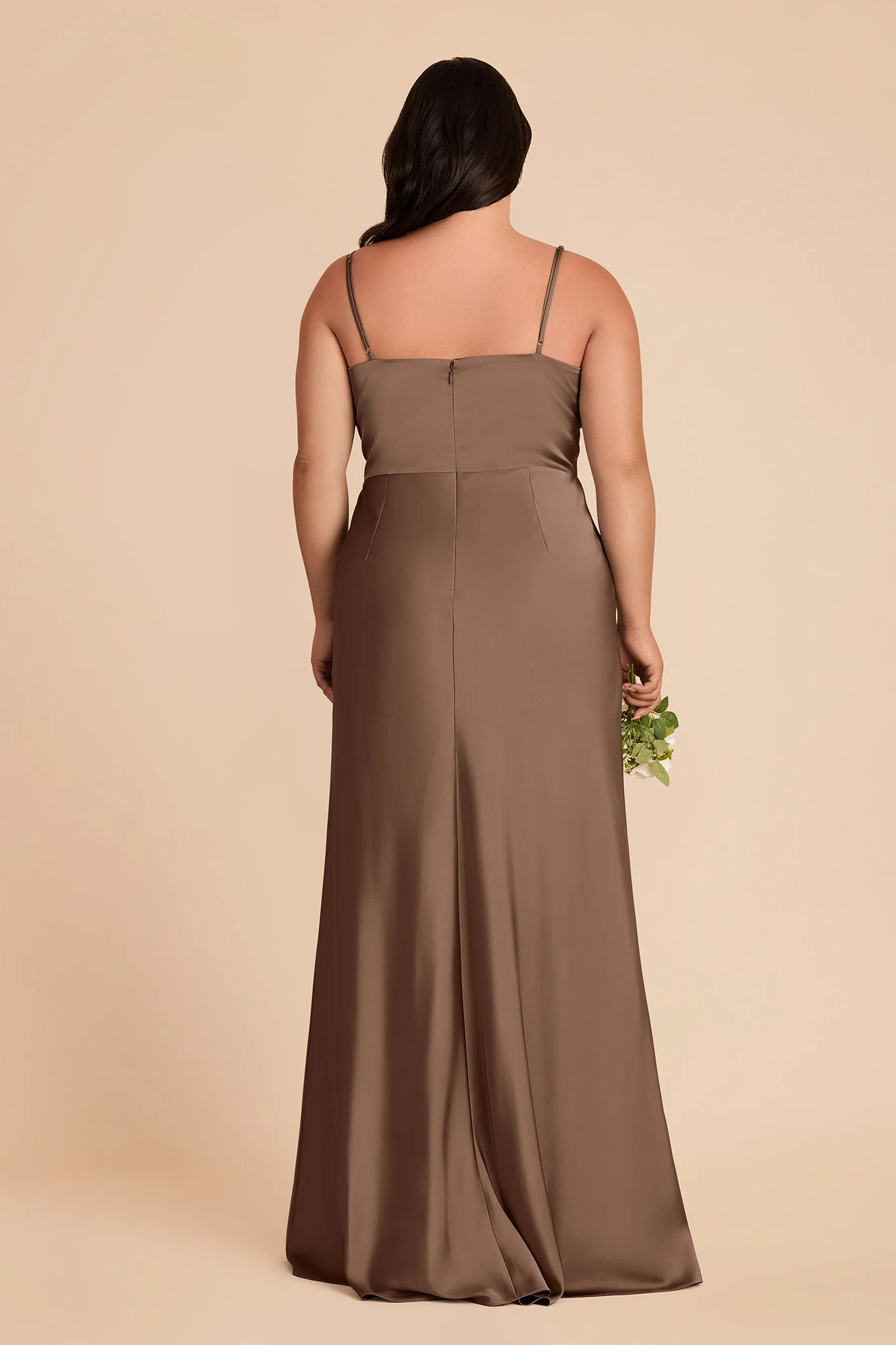 Theresa Matte Satin Dress - Mocha - Image 8