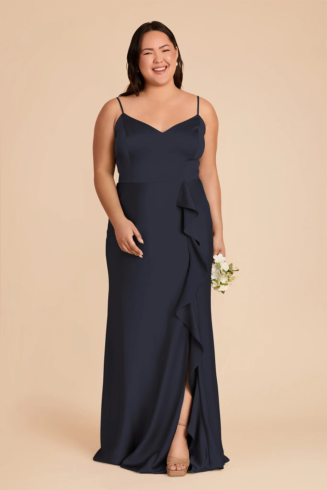 Theresa Matte Satin Dress - Navy - Image 2