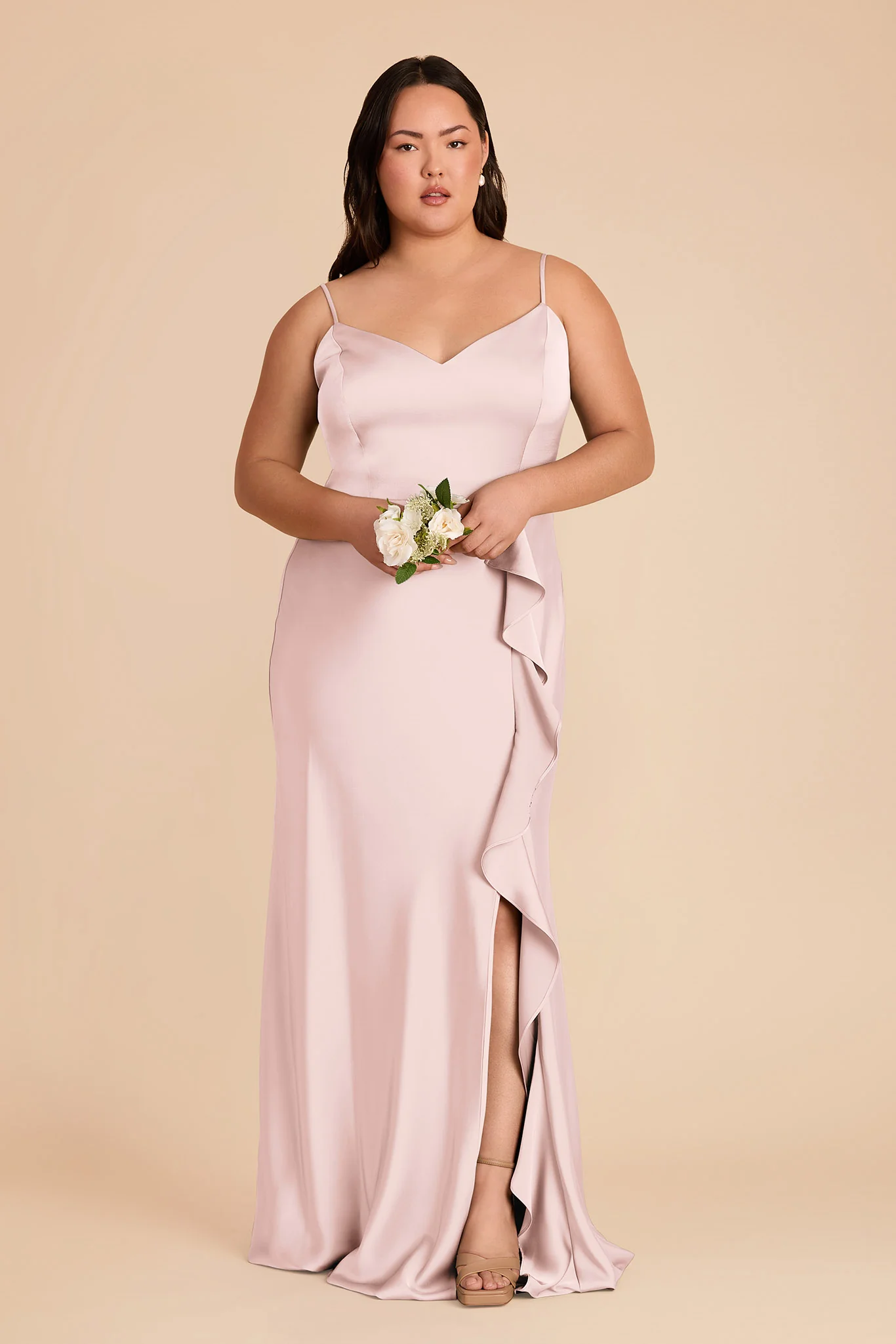 Theresa Matte Satin Dress - Pale Blush - Image 6