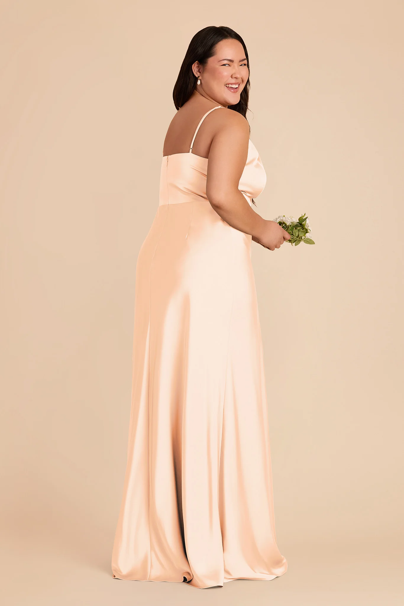 Theresa Matte Satin Dress - Peach Cream - Image 7