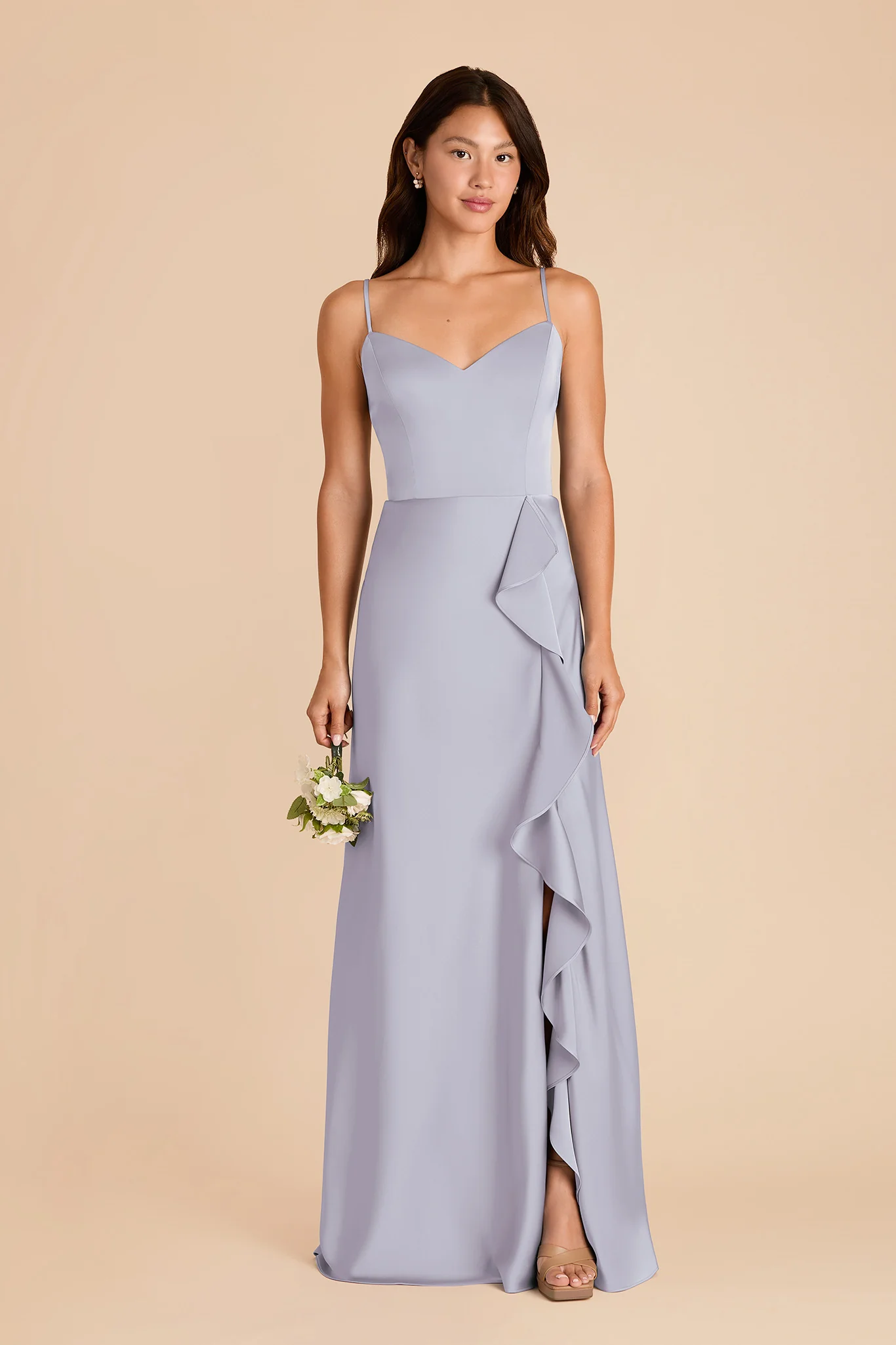 Theresa Matte Satin Dress - Periwinkle Blue - Image 3