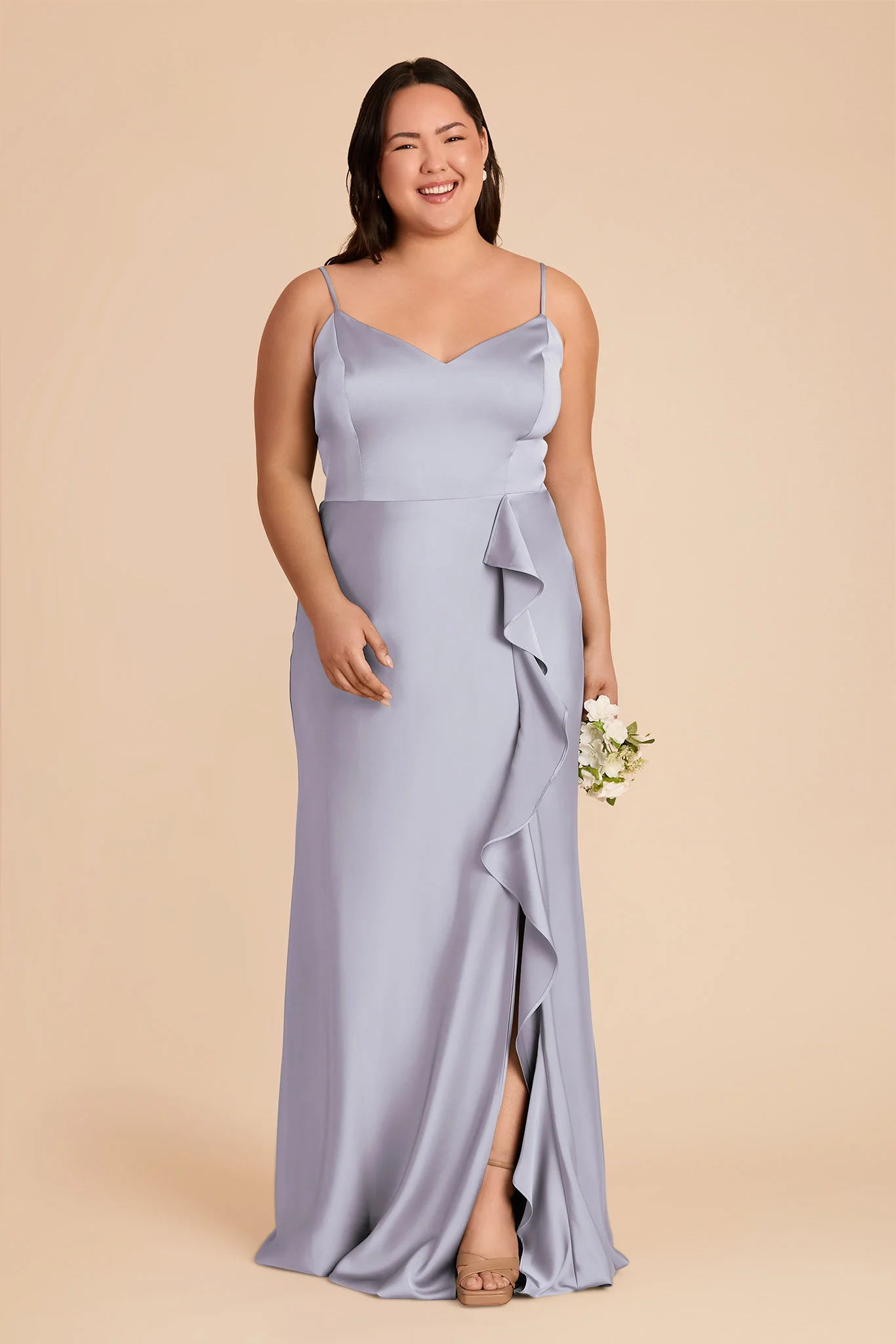 Theresa Matte Satin Dress - Periwinkle Blue - Image 6