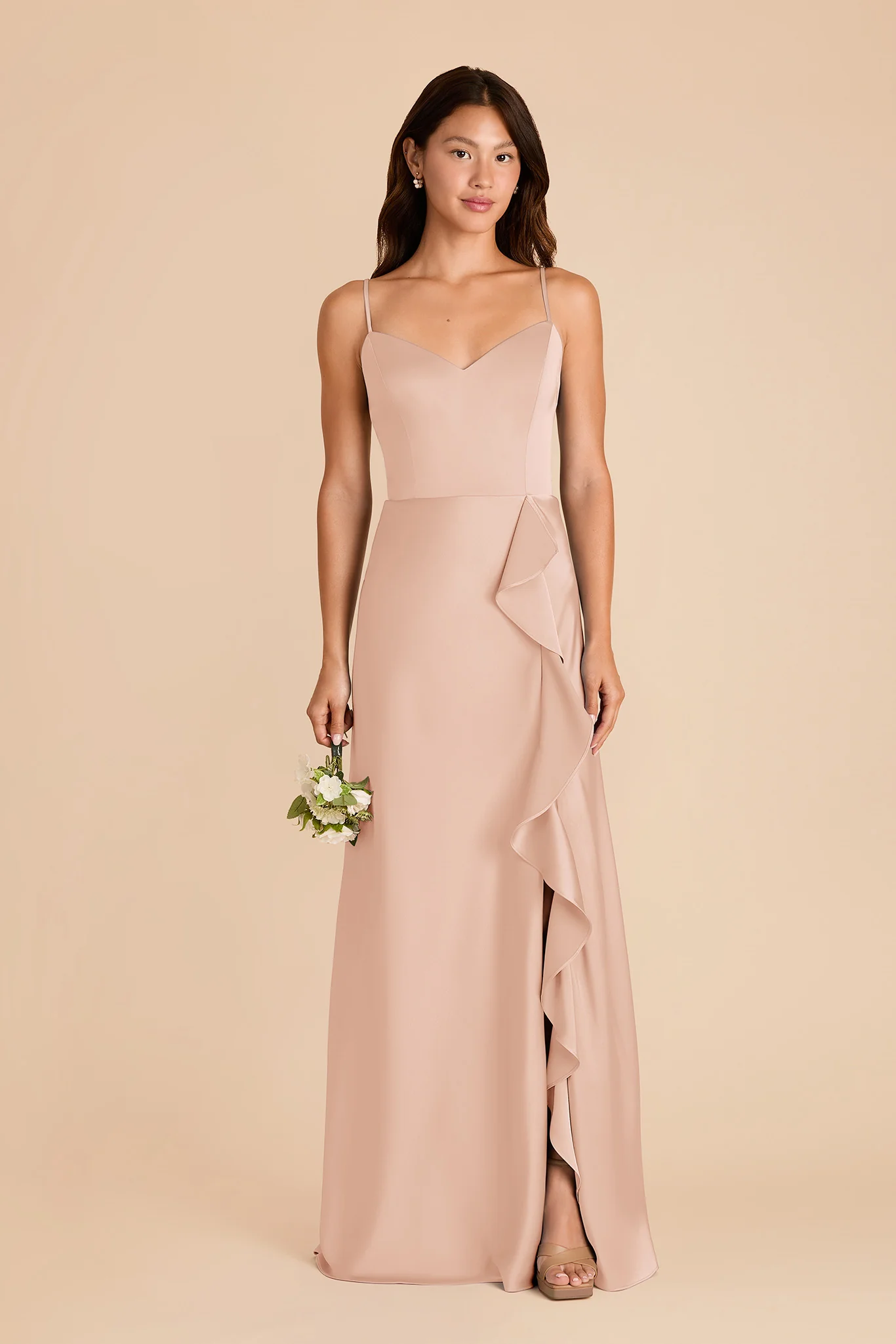 Theresa Matte Satin Dress - Rose Gold