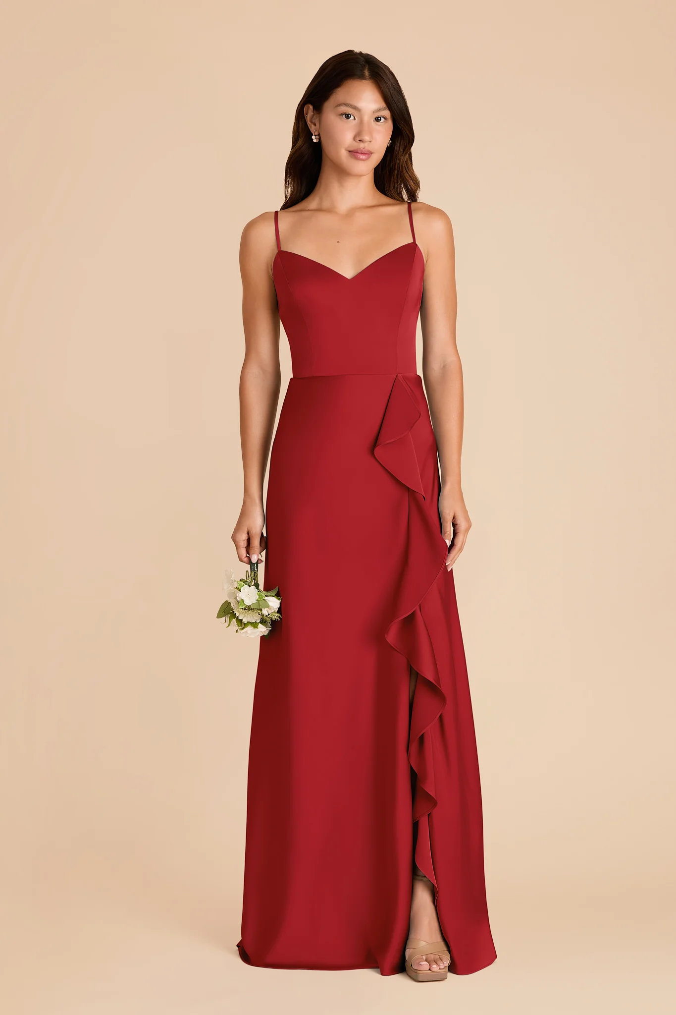 Theresa Matte Satin Dress - Ruby Red