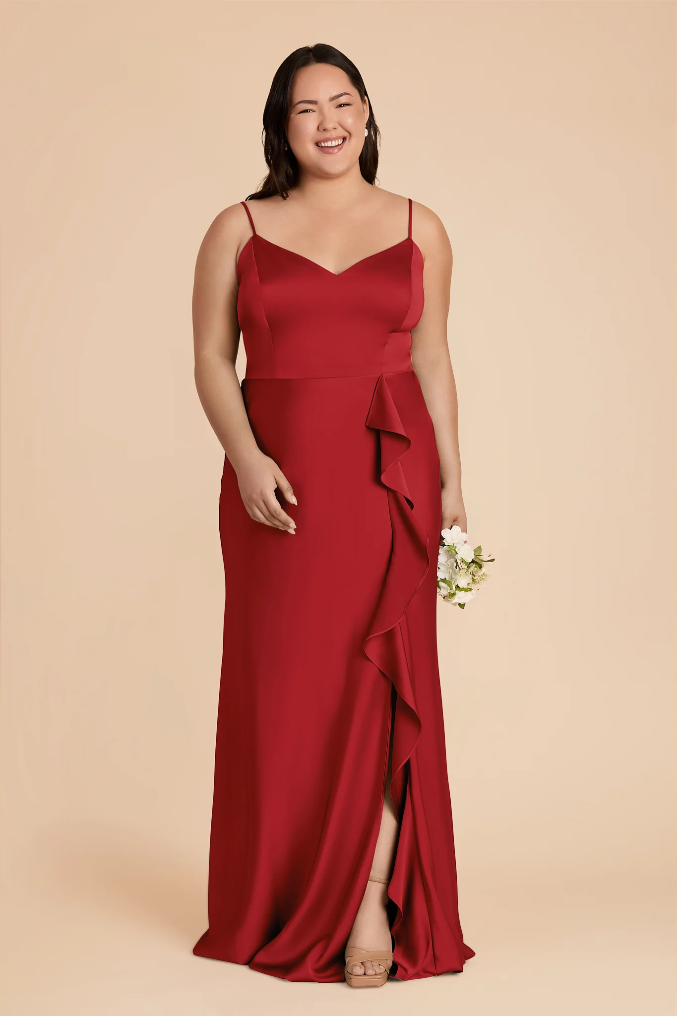 Theresa Matte Satin Dress - Ruby Red - Image 2