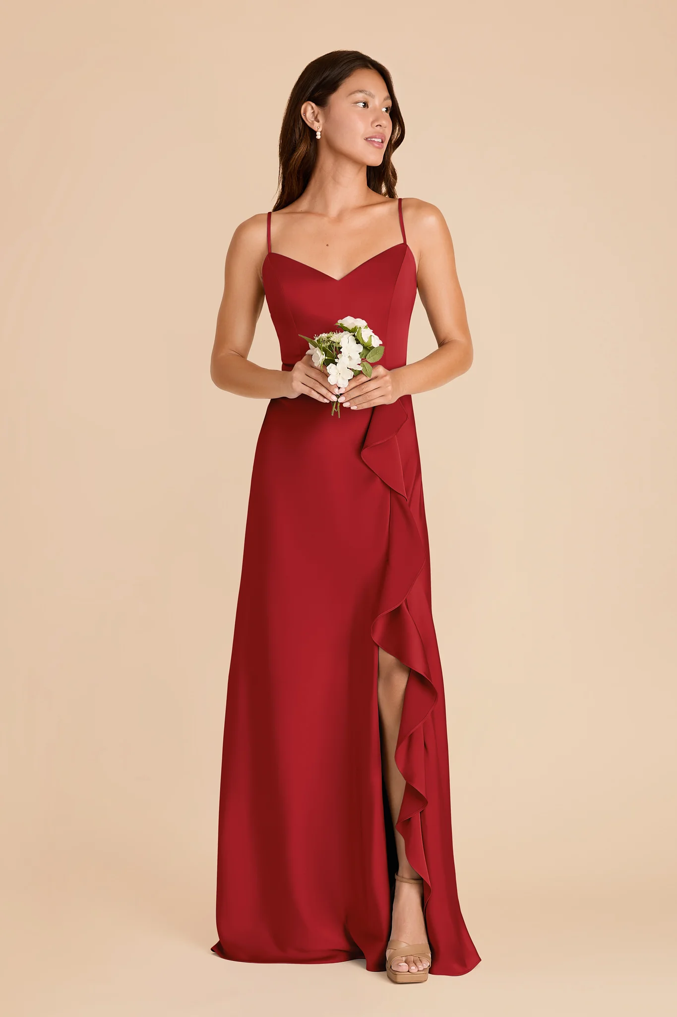 Theresa Matte Satin Dress - Ruby Red - Image 3