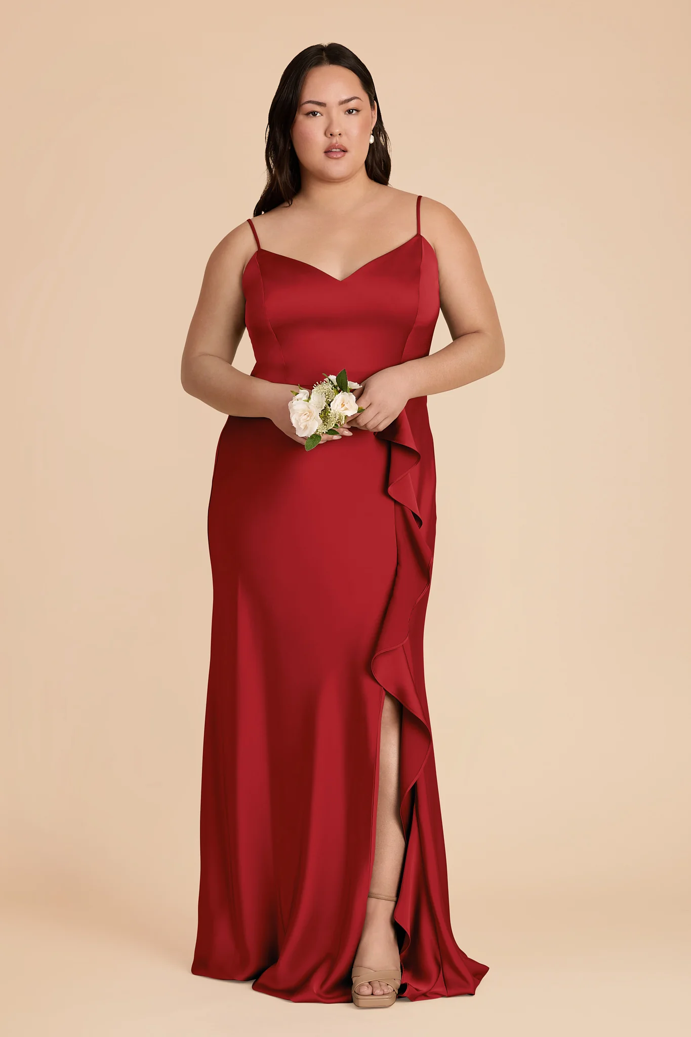 Theresa Matte Satin Dress - Ruby Red - Image 6