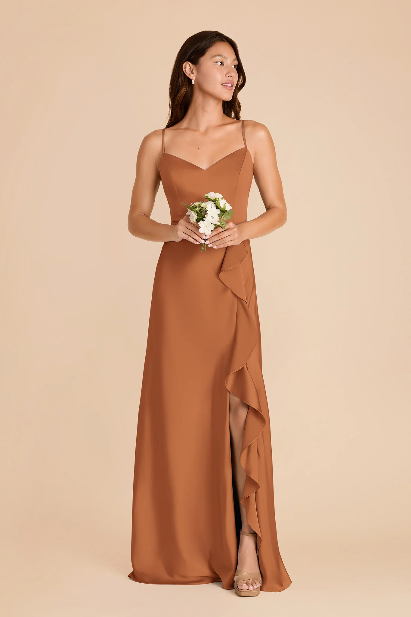 Theresa Matte Satin Dress - Rust - Image 2