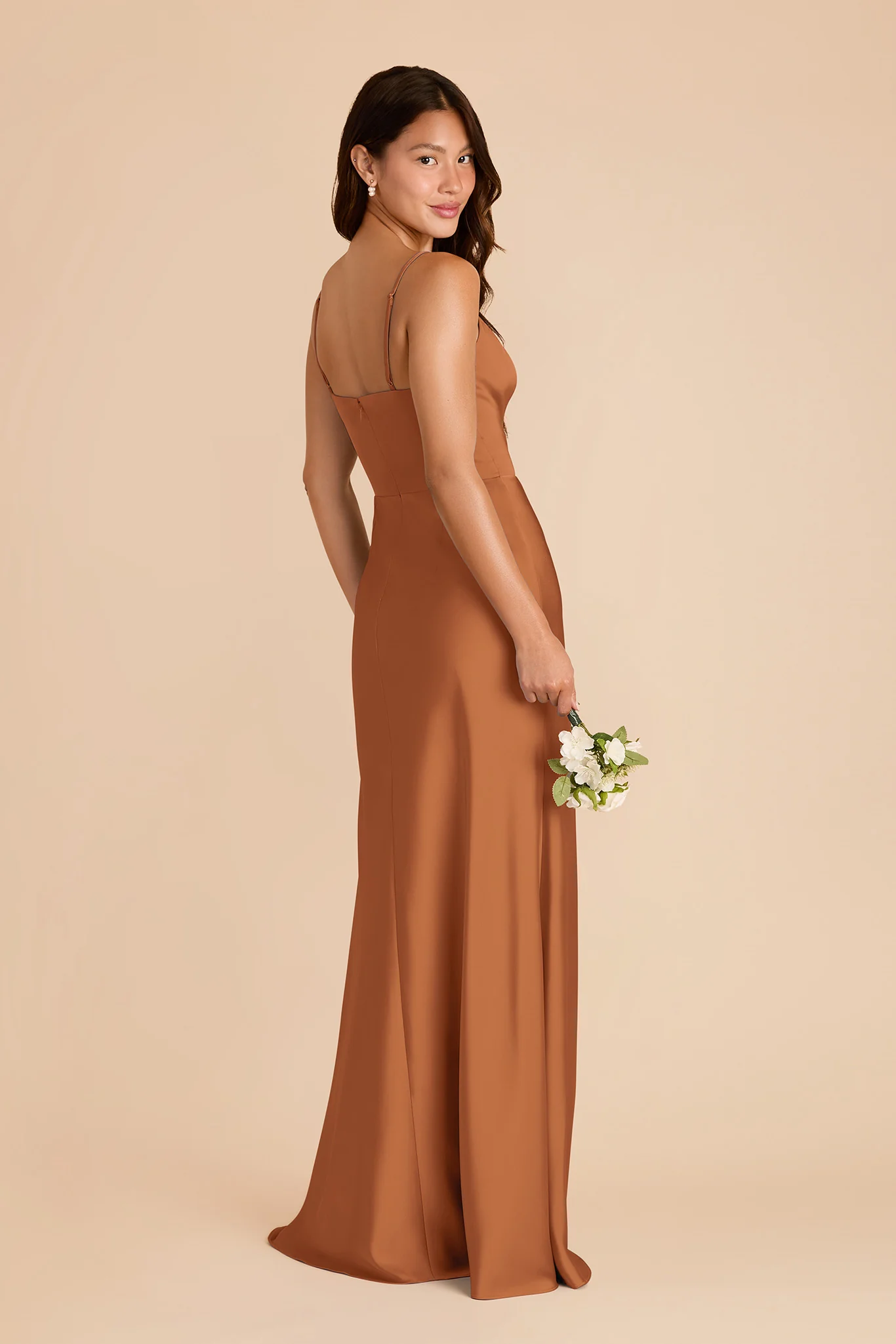 Theresa Matte Satin Dress - Rust - Image 4