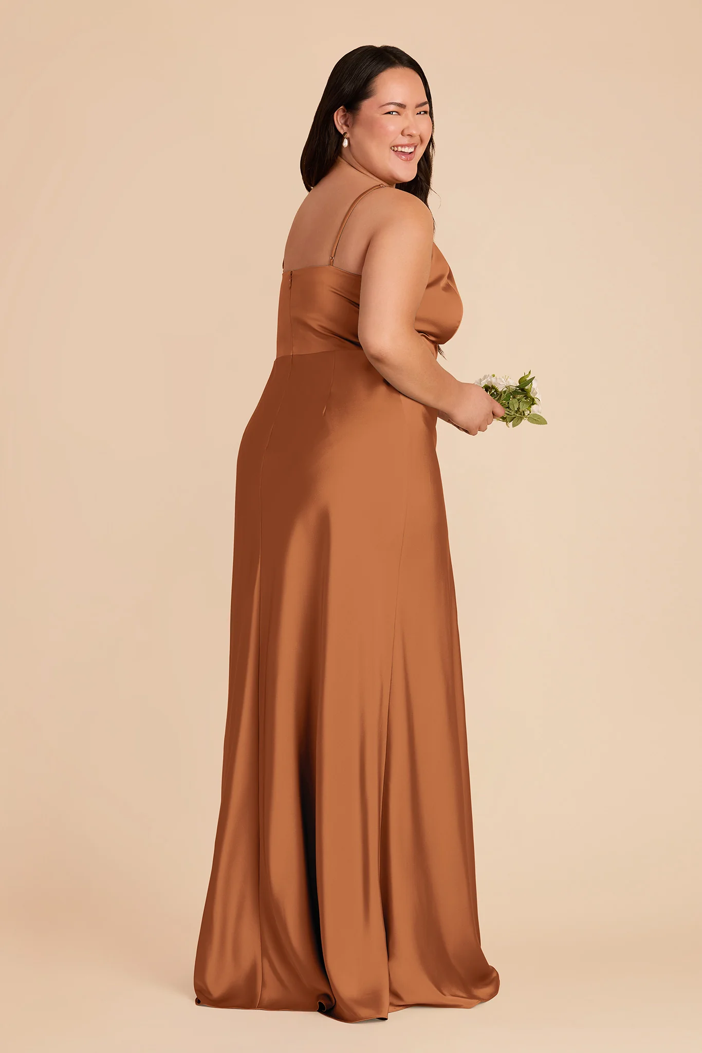 Theresa Matte Satin Dress - Rust - Image 7