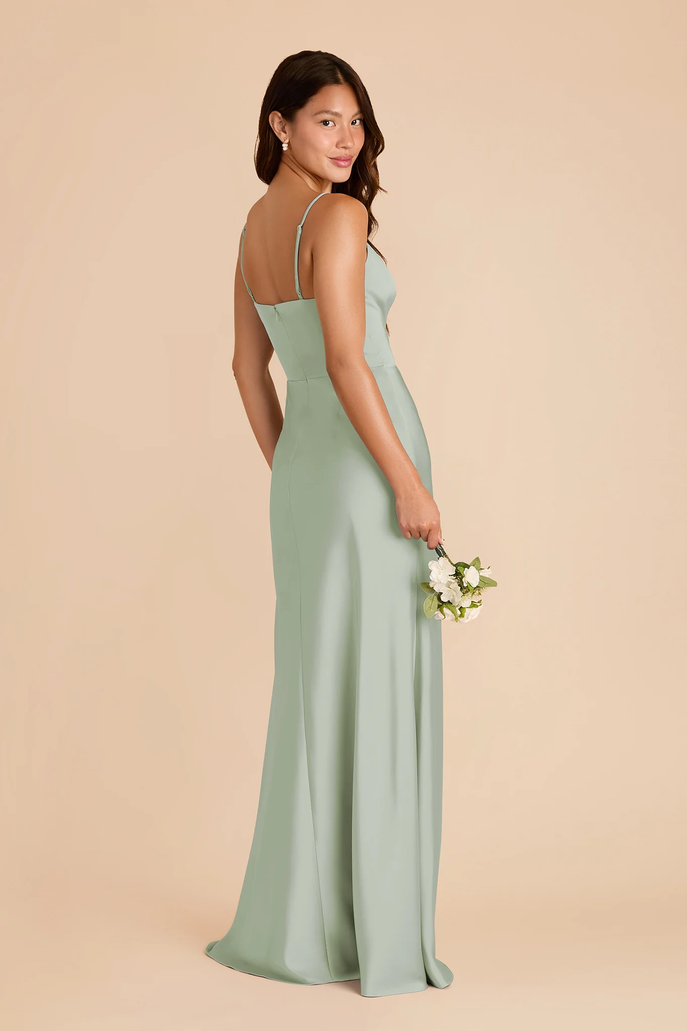 Theresa Matte Satin Dress - Sage - Image 4