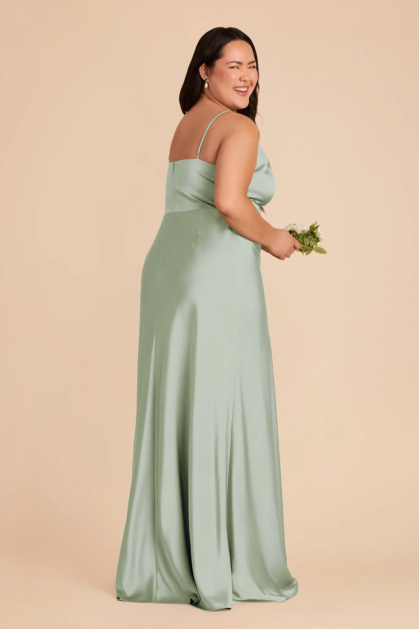 Theresa Matte Satin Dress - Sage - Image 7