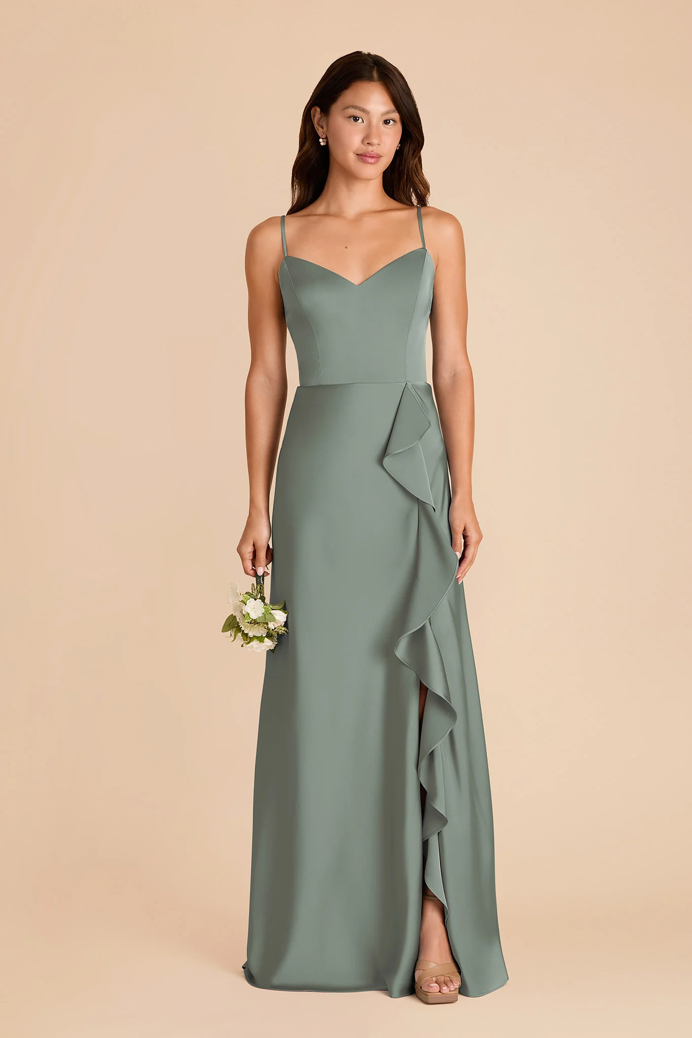 Theresa Matte Satin Dress - Sea Glass