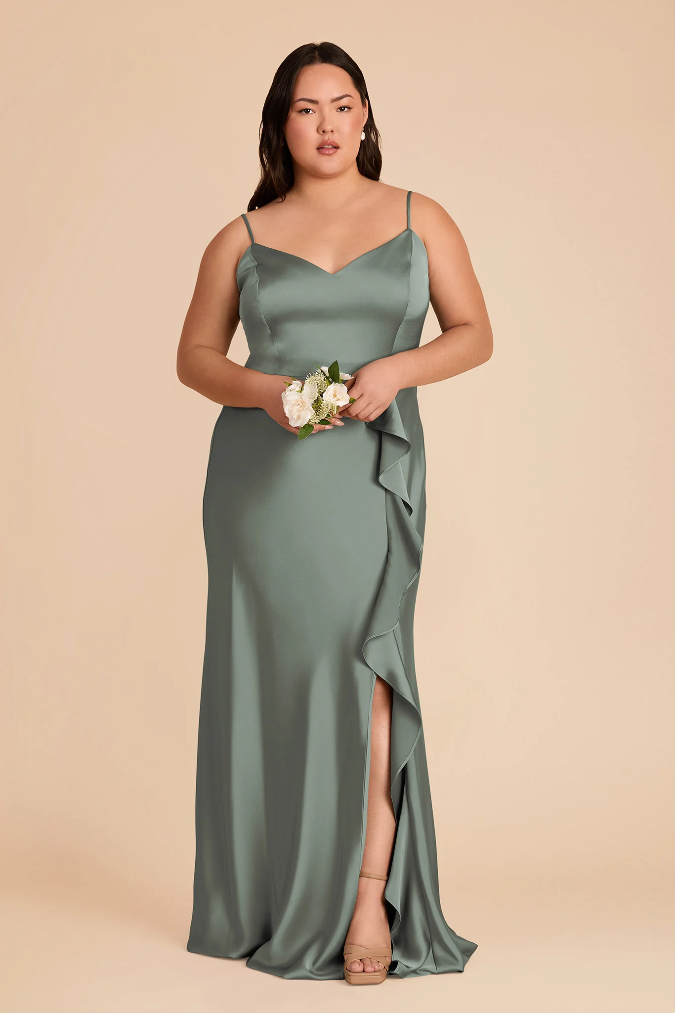 Theresa Matte Satin Dress - Sea Glass - Image 6