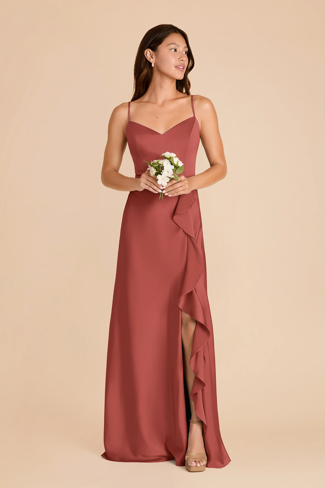 Theresa Matte Satin Dress - Spice - Image 3
