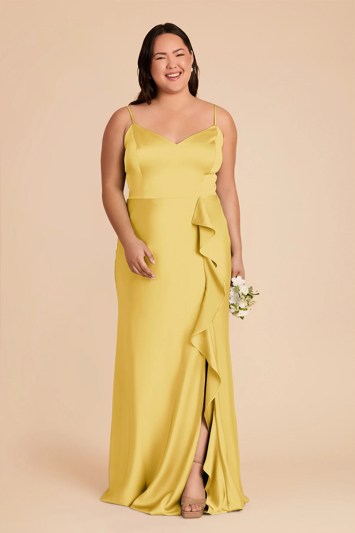 Theresa Matte Satin Dress - Sunflower Yellow - Image 2