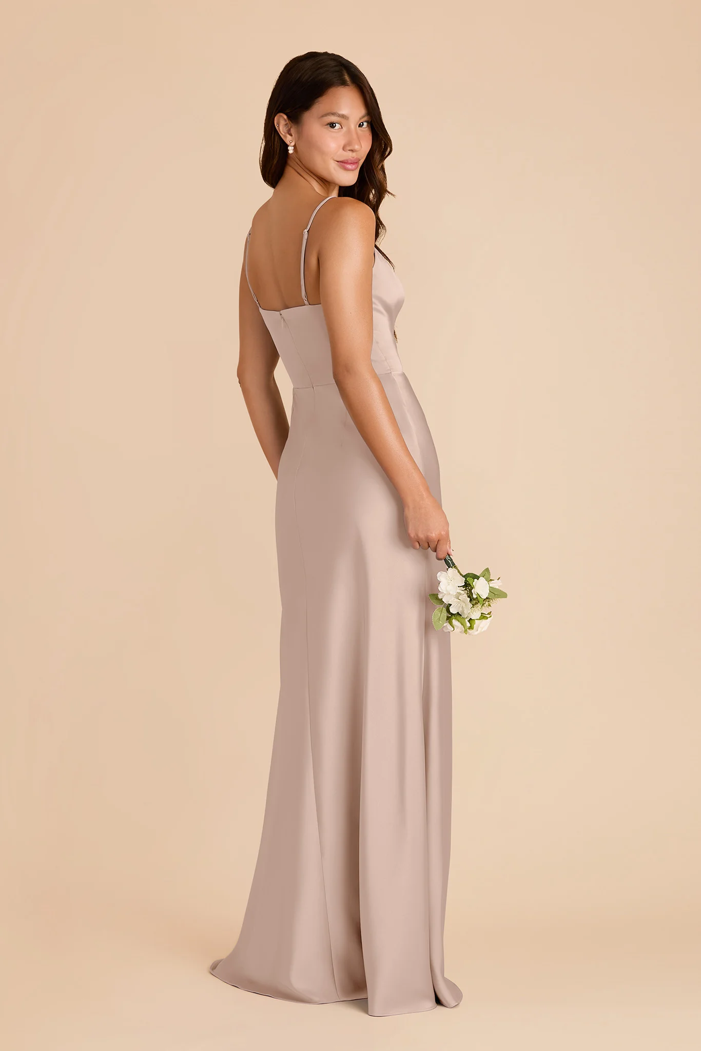 Theresa Matte Satin Dress - Taupe - Image 4