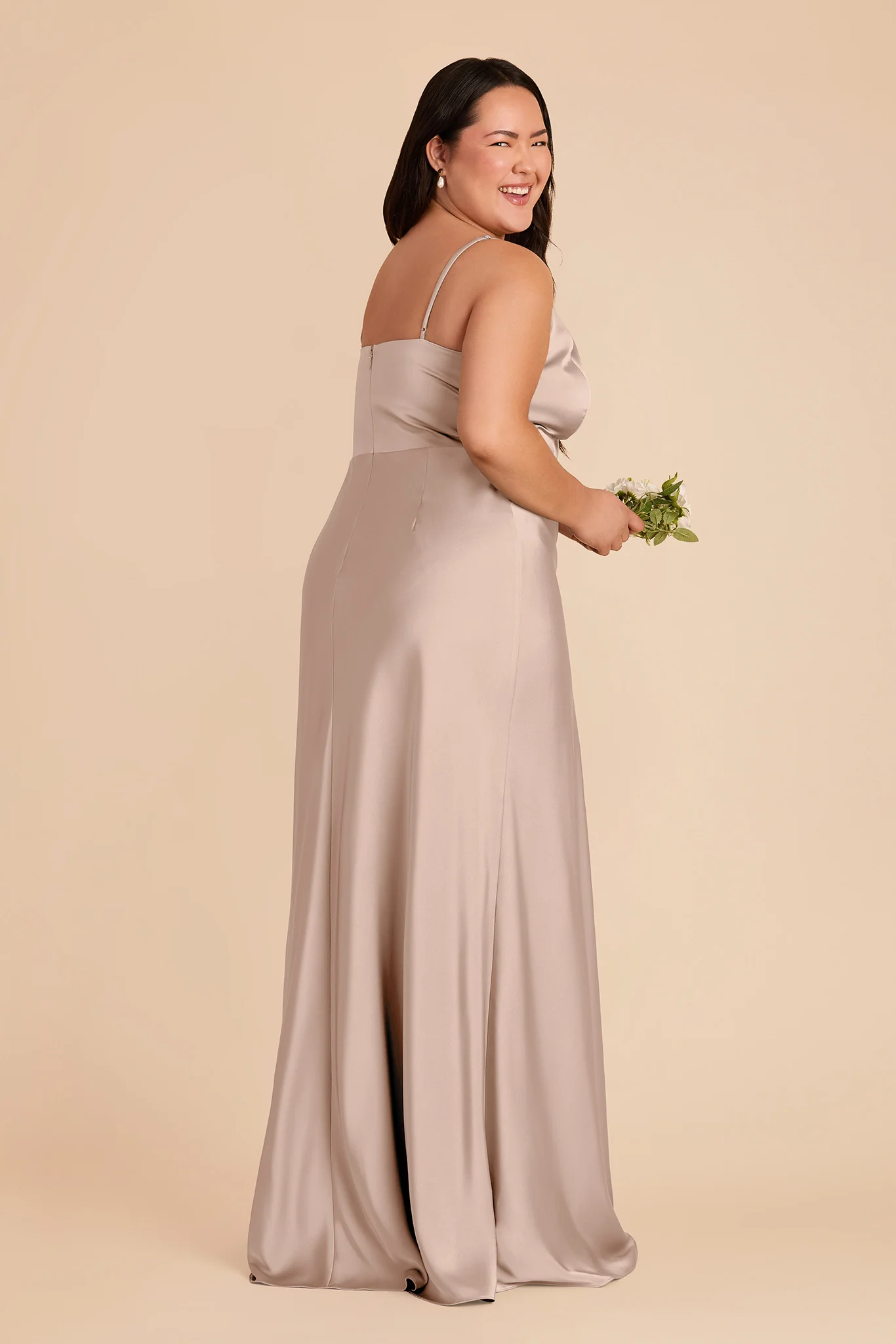 Theresa Matte Satin Dress - Taupe - Image 7