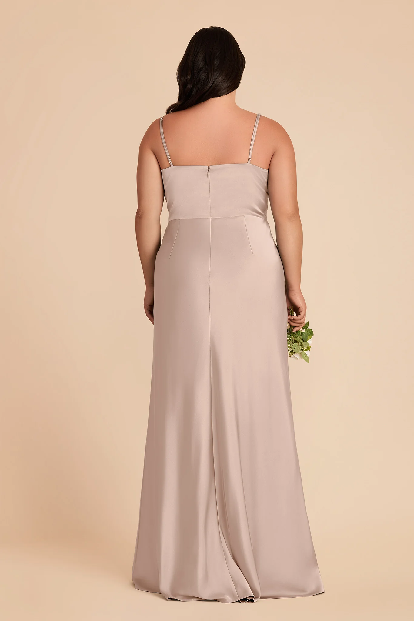 Theresa Matte Satin Dress - Taupe - Image 8