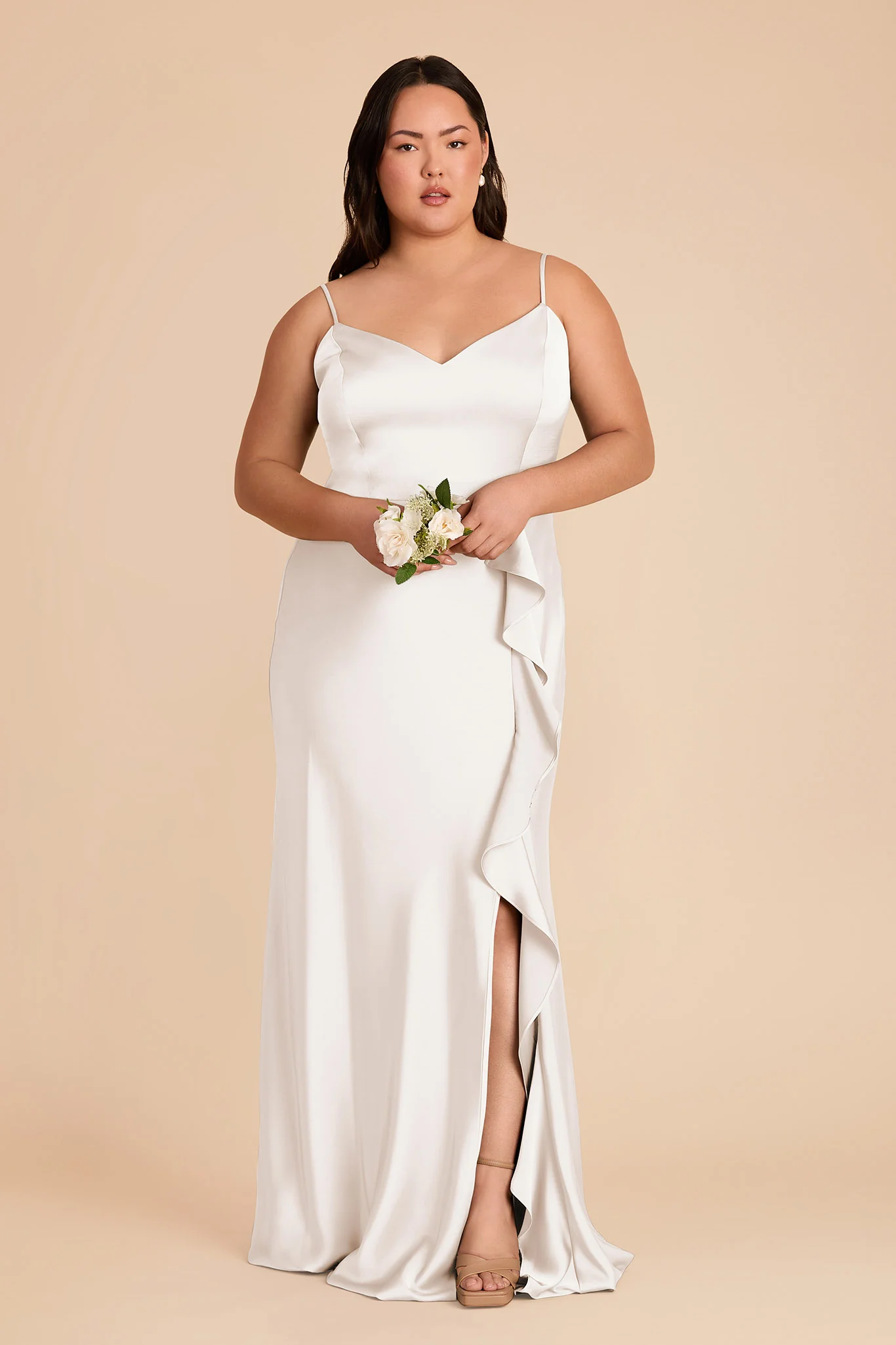 Theresa Matte Satin Dress - White - Image 2