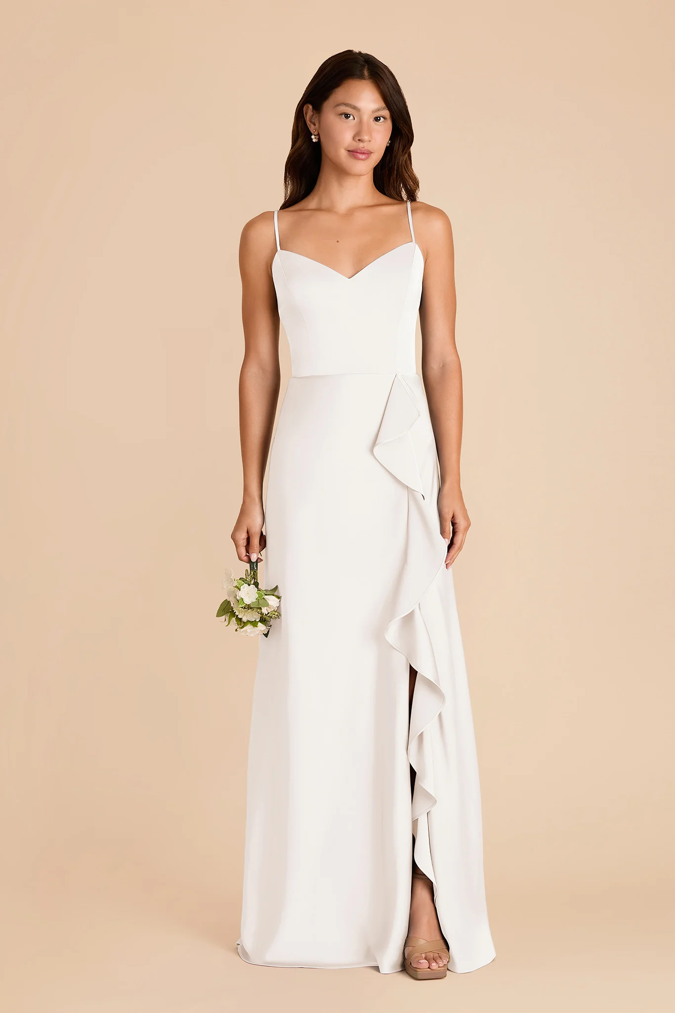 Theresa Matte Satin Dress - White - Image 3