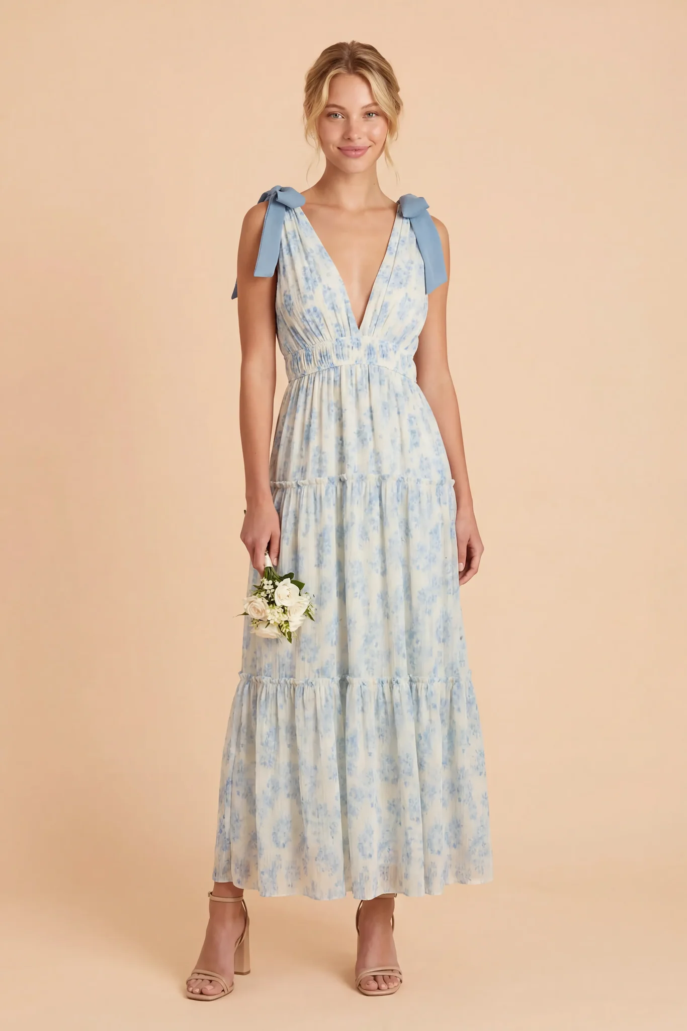 Trellis Dress - White Blue Floral