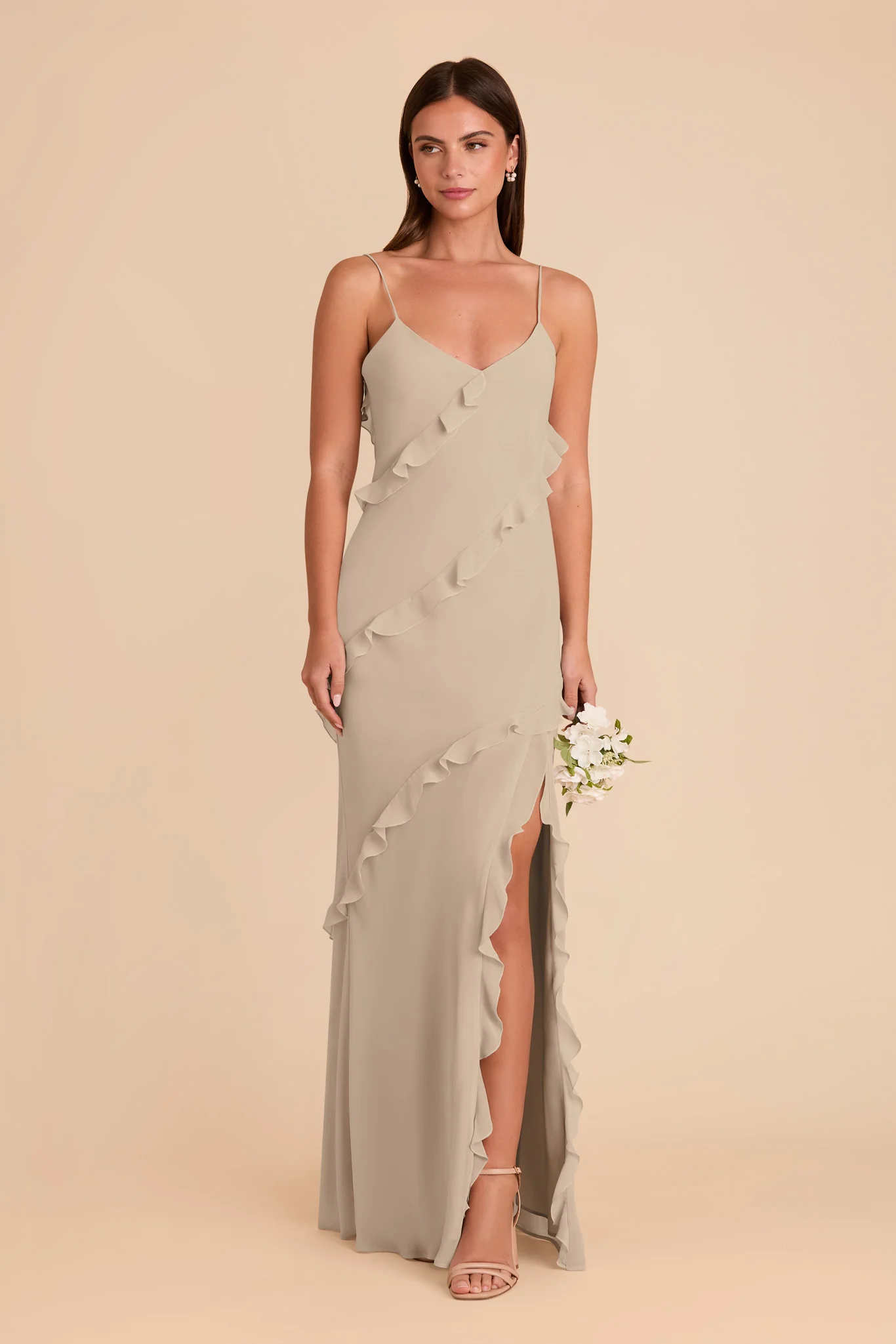 Valentina Chiffon Dress - Almond - Image 3