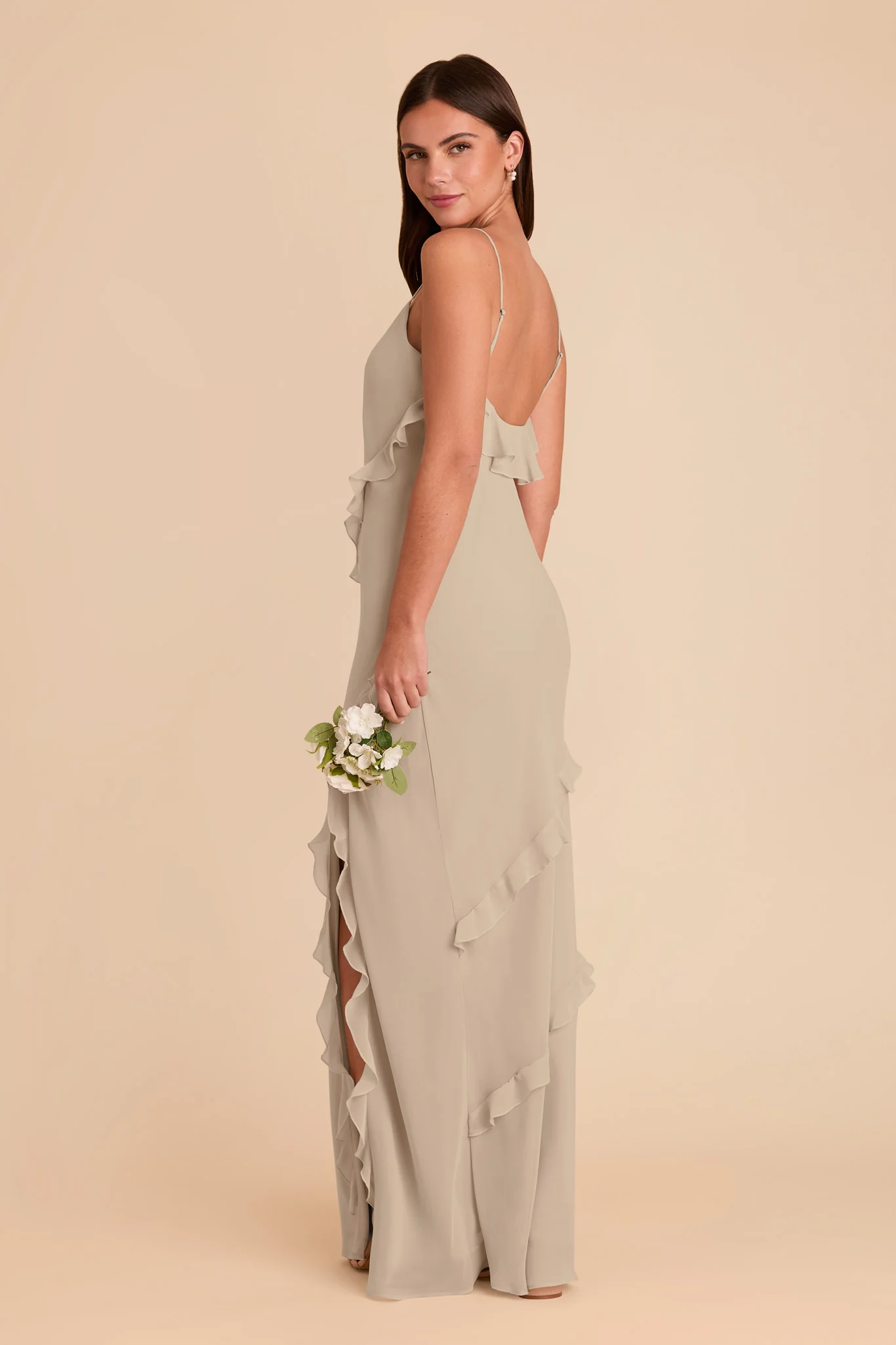 Valentina Chiffon Dress - Almond - Image 4