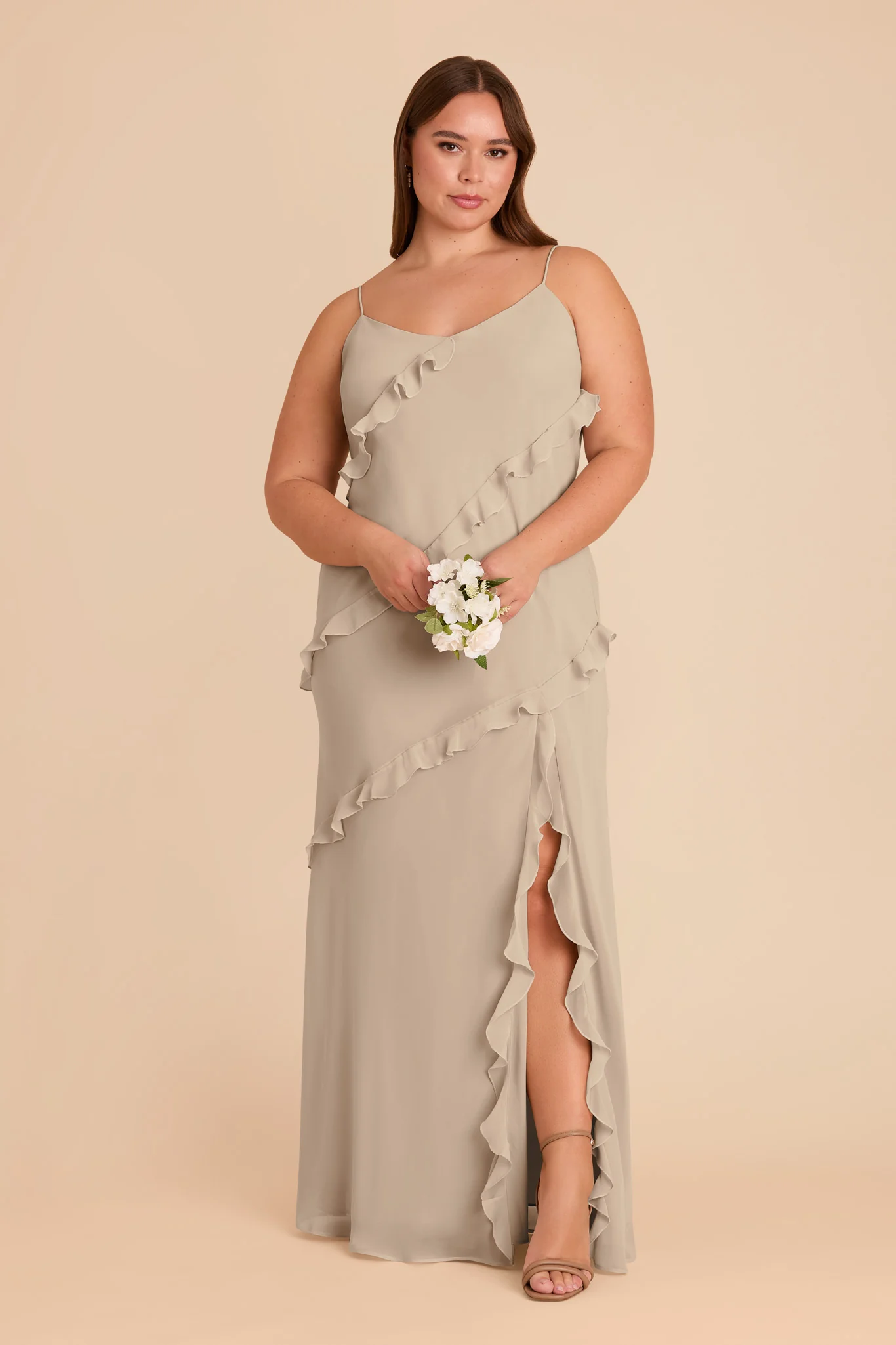 Valentina Chiffon Dress - Almond - Image 6