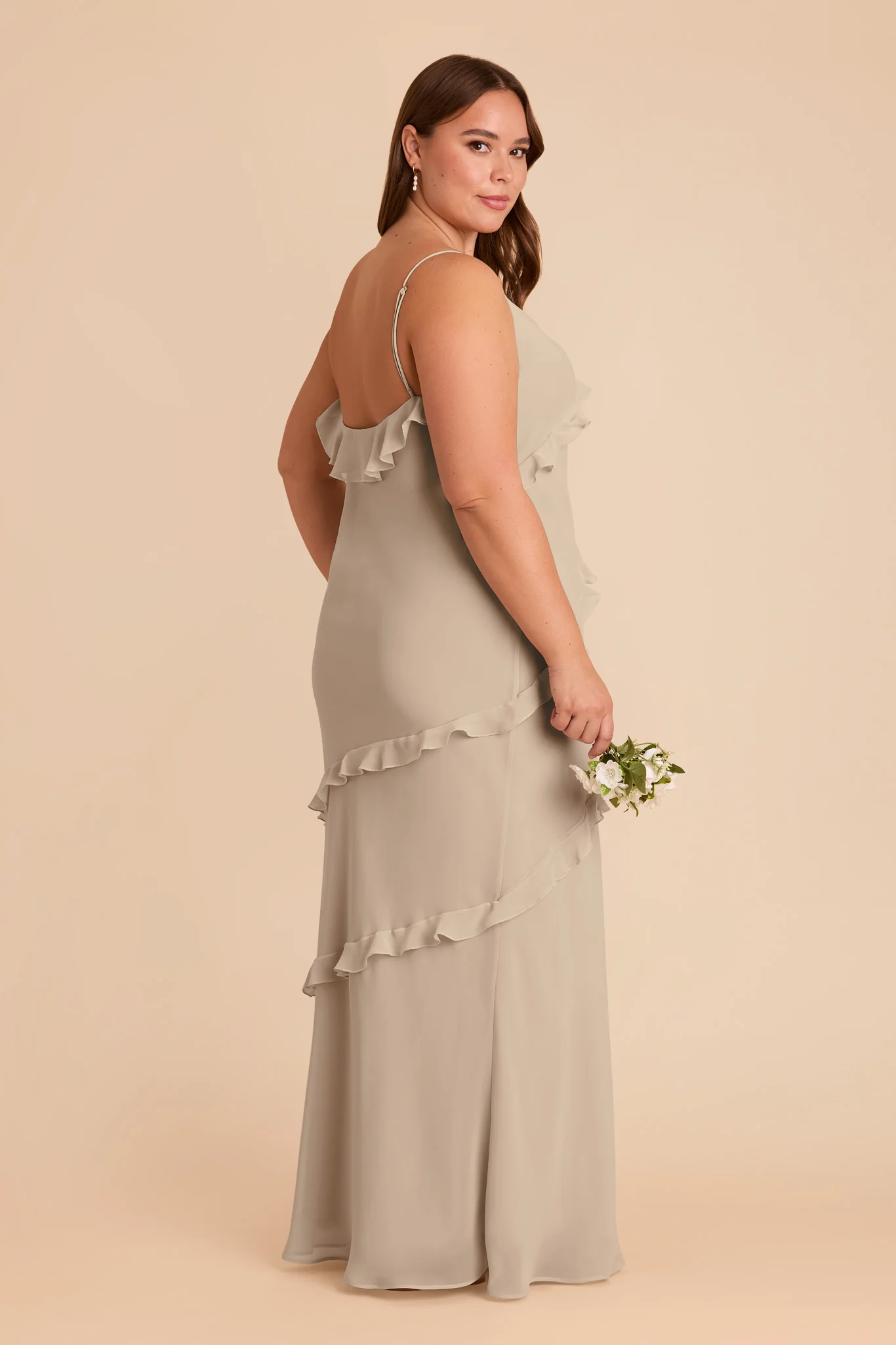 Valentina Chiffon Dress - Almond - Image 7