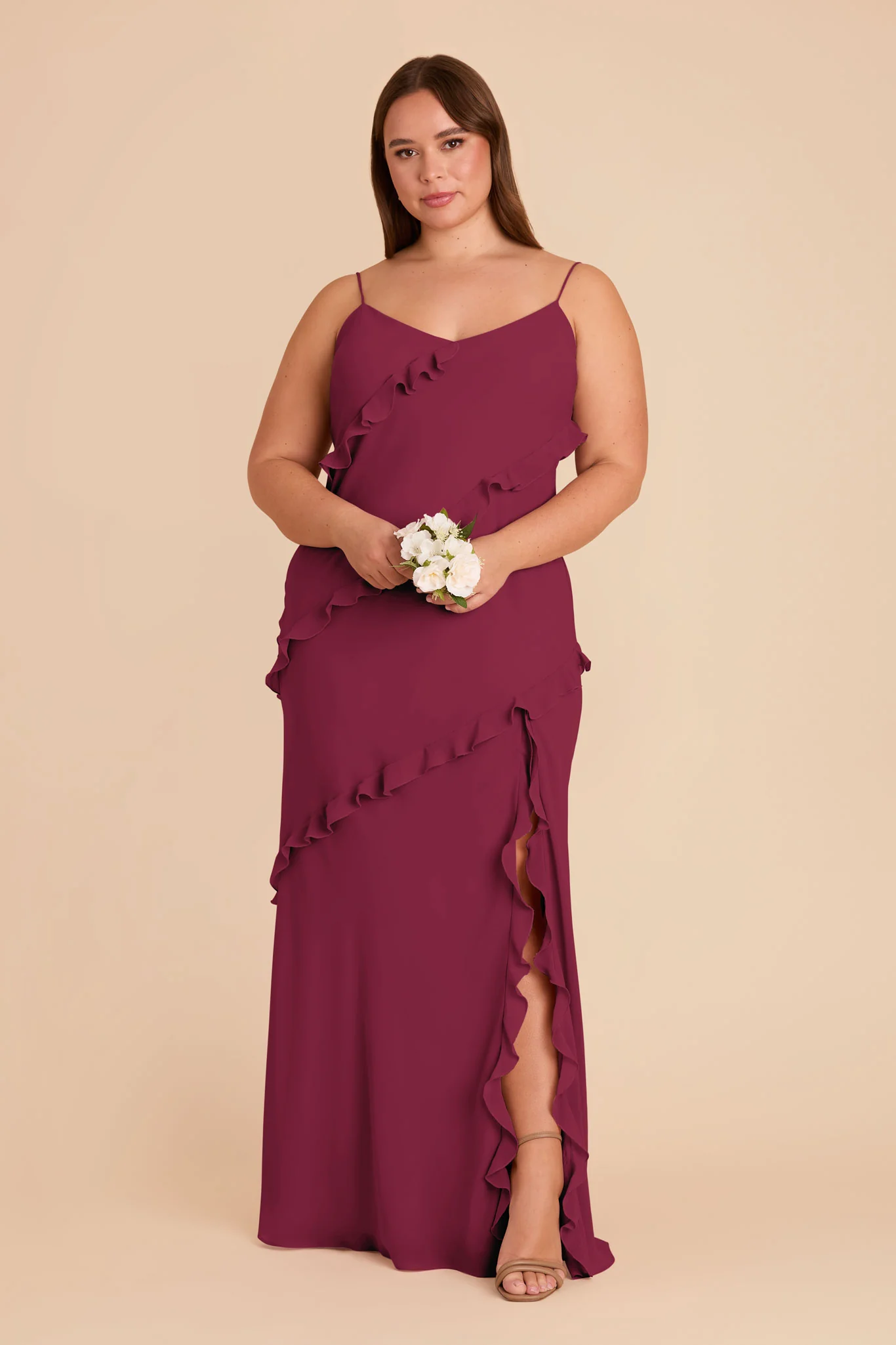 Valentina Chiffon Dress - Berry - Image 6