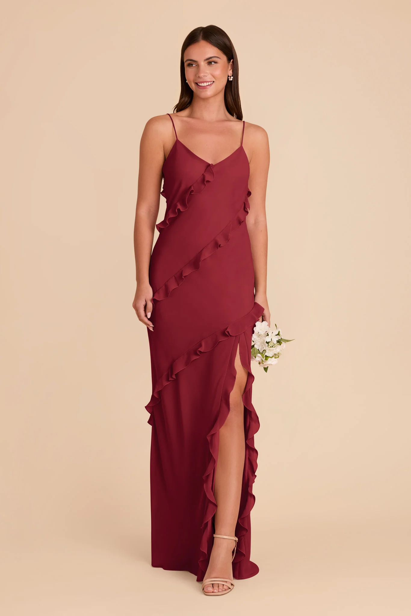 Valentina Chiffon Dress - Burgundy - Image 3