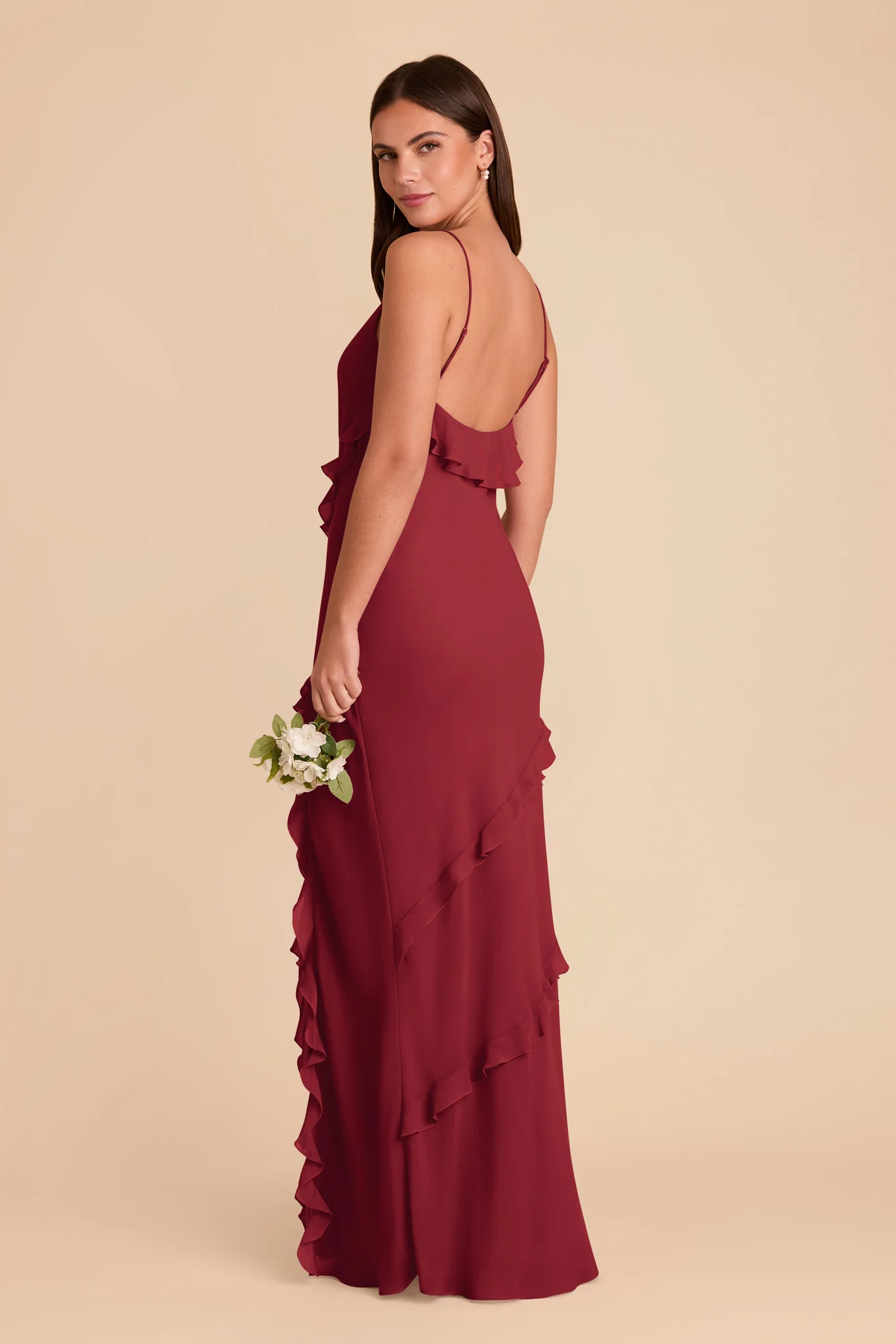 Valentina Chiffon Dress - Burgundy - Image 4