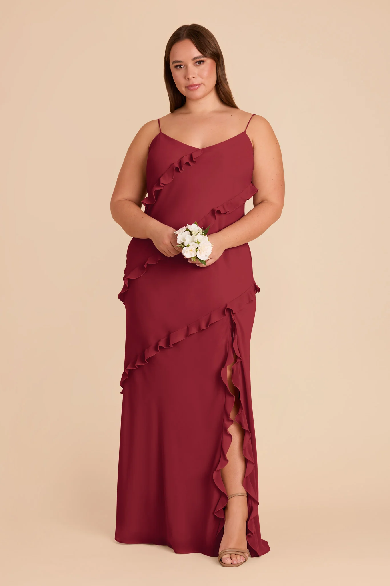 Valentina Chiffon Dress - Burgundy - Image 6