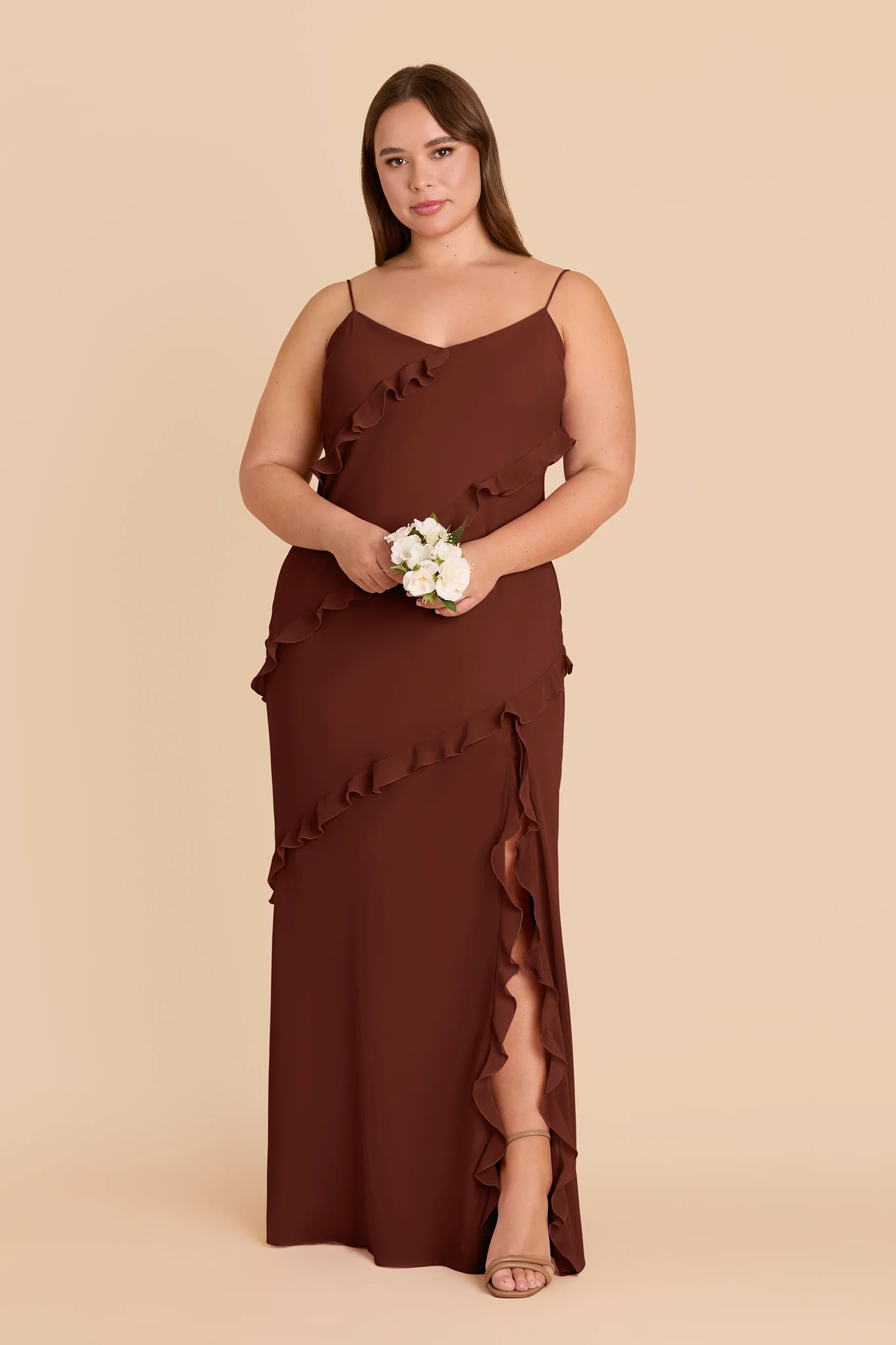 Valentina Chiffon Dress - Cognac - Image 2