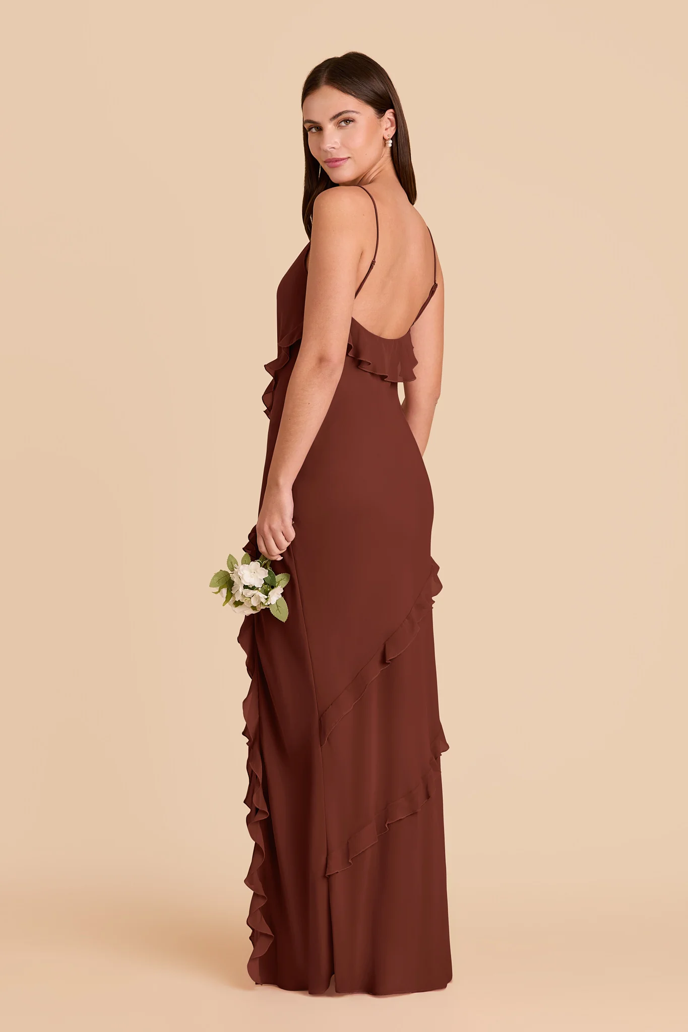 Valentina Chiffon Dress - Cognac - Image 4