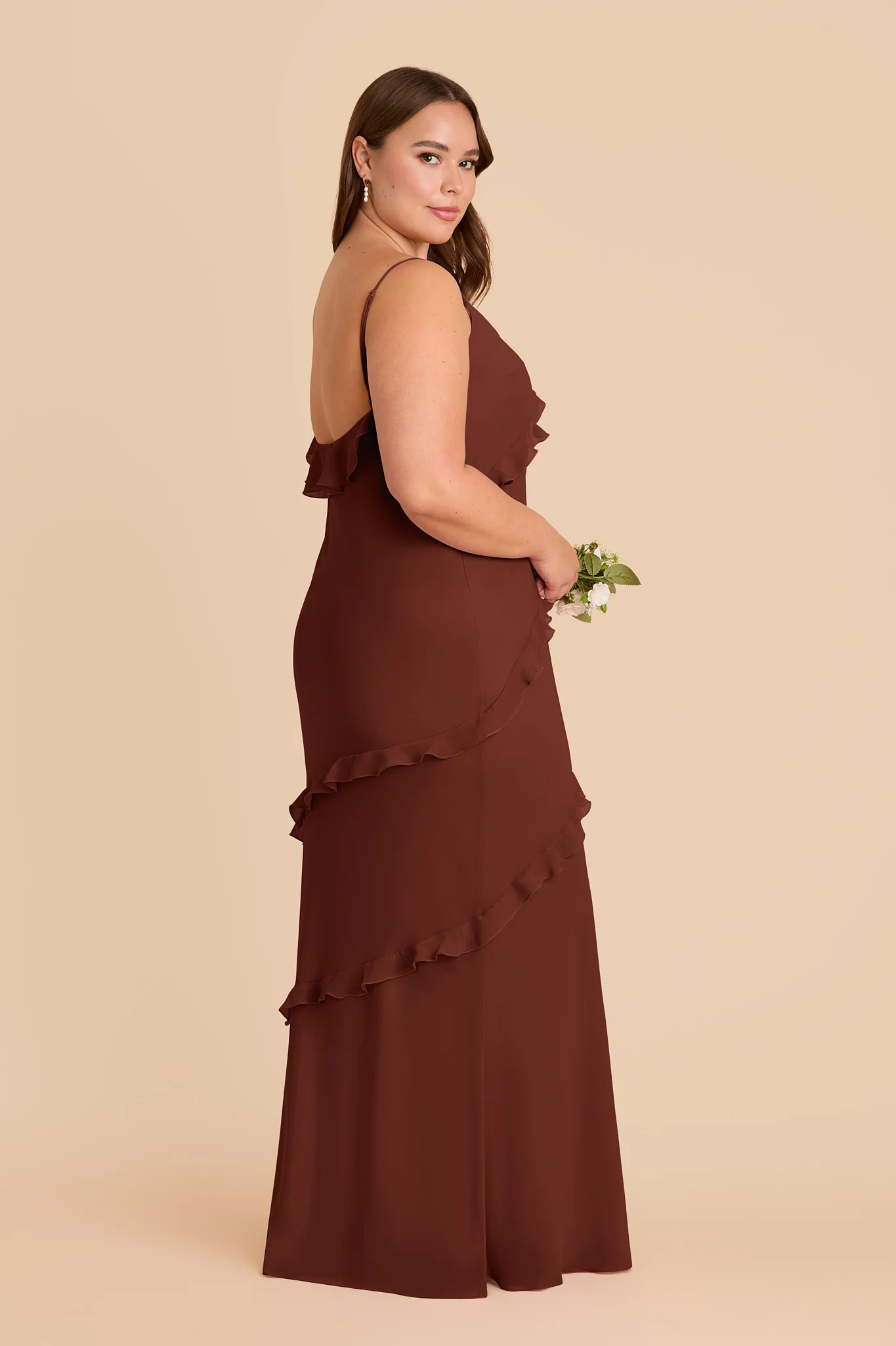 Valentina Chiffon Dress - Cognac - Image 6
