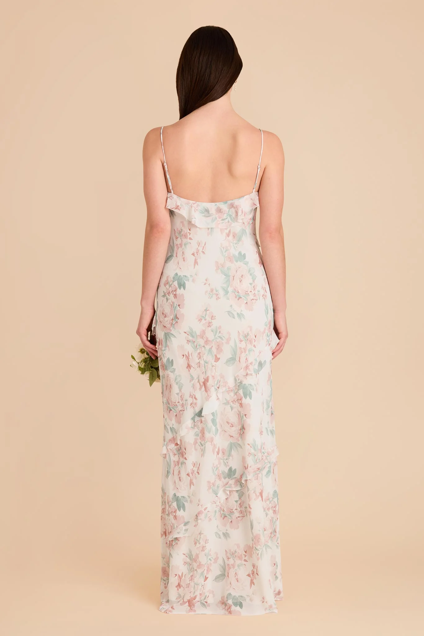 Valentina Chiffon Dress - Dusty Apricot Peonies - Image 4
